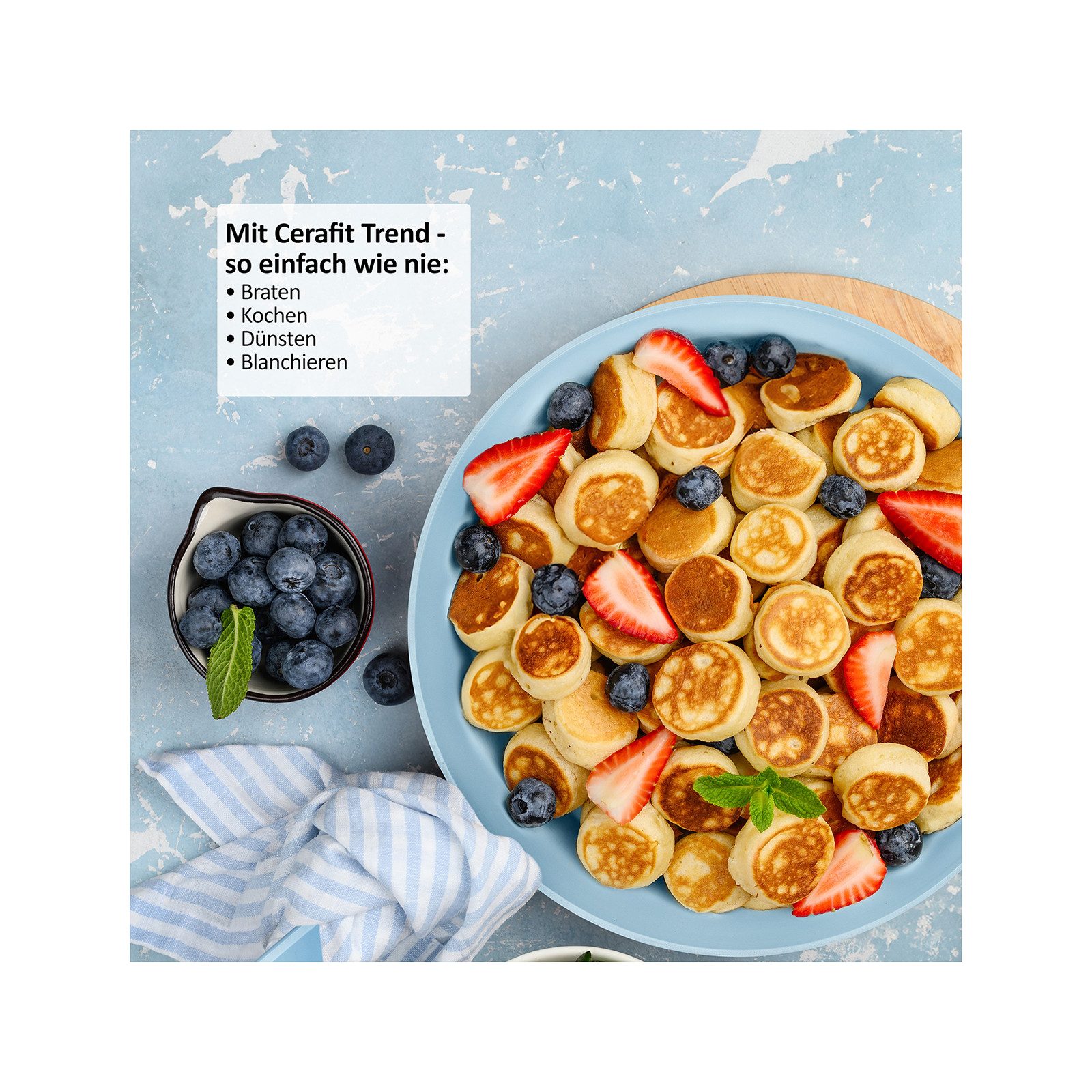 Genius Pfannen-Set Cerafit Trend Pastell Edition Pfannen Set 3-tlg., kein Anhaften, Edelstahl (3er Set, 20iger, 24iger und 28iger Pfanne), kein Verkratzen, kein Verfärben, gleichmäßige Hitzeverteilung