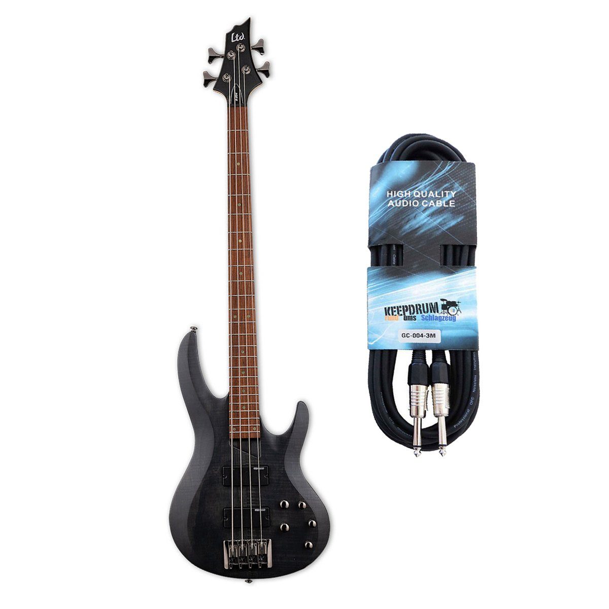 E-Bass ESP LTD B-204SM E-Bass Black Satin mit Kabel