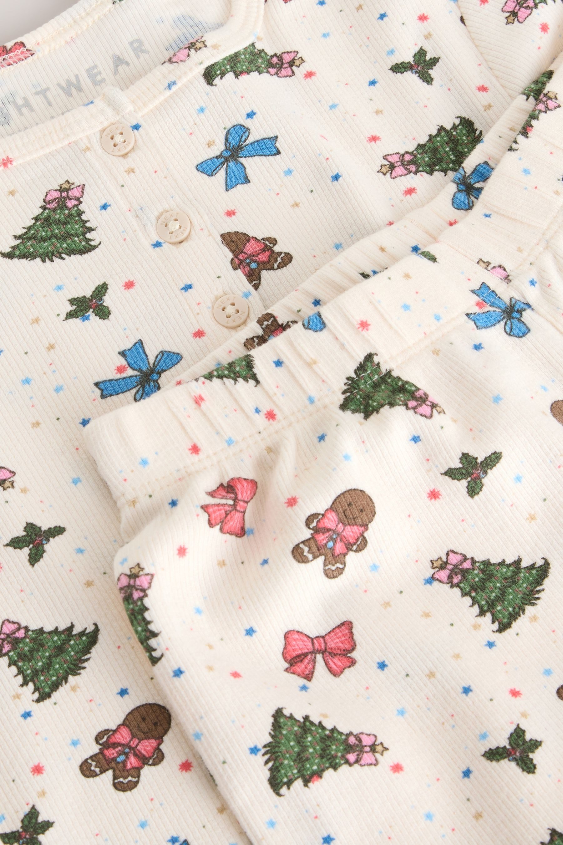 Next Pyjama Schlafanzug mit weitem Bein, Weihnachts-Print (2 tlg)