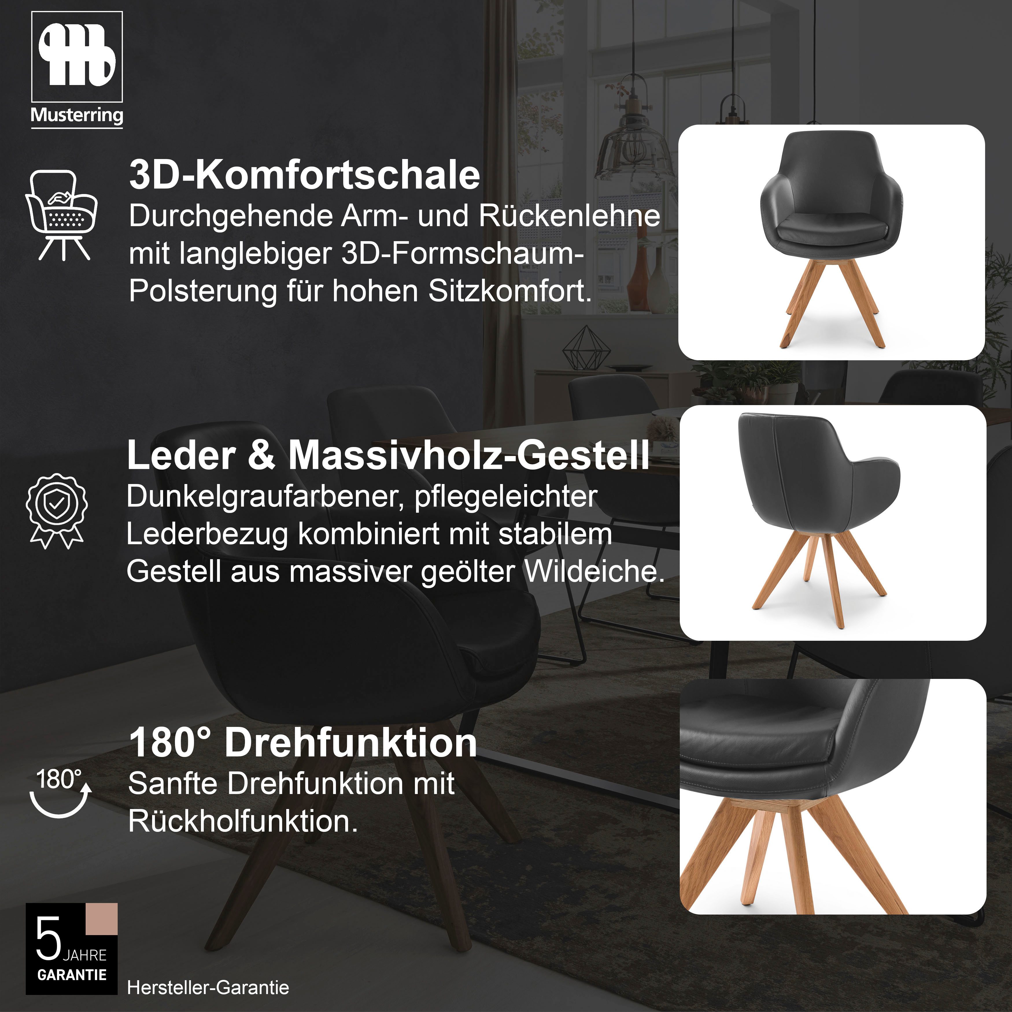 Musterring Esszimmerstuhl Tavia (Set, 2 St), Stativgestell Wildeiche massiv, Drehfunktion optional, diverse Farben