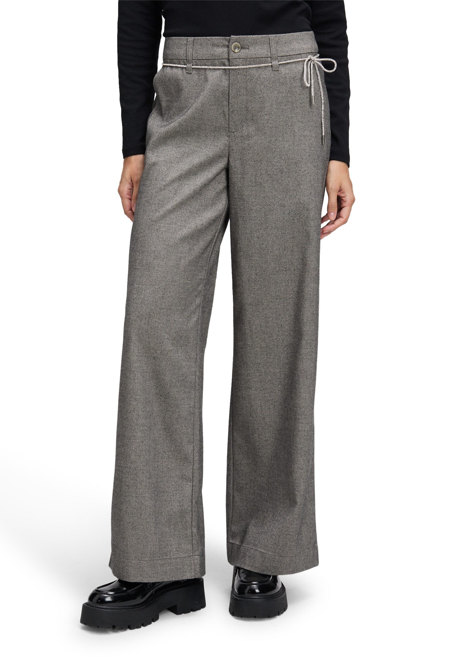 Cartoon Stoffhose Damen Casual-Hose mit Bindegürtel günstig online kaufen