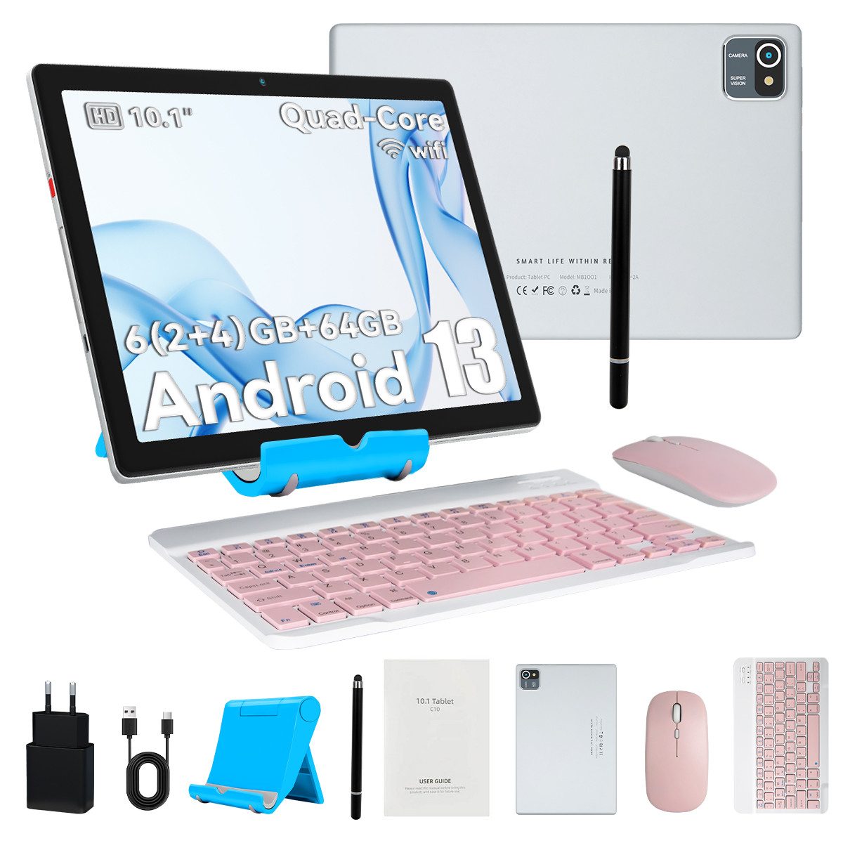 10-Zoll-Tablet 6 (2+4)GB+64GB mit Maus, Tastatur und Stylus Tablet