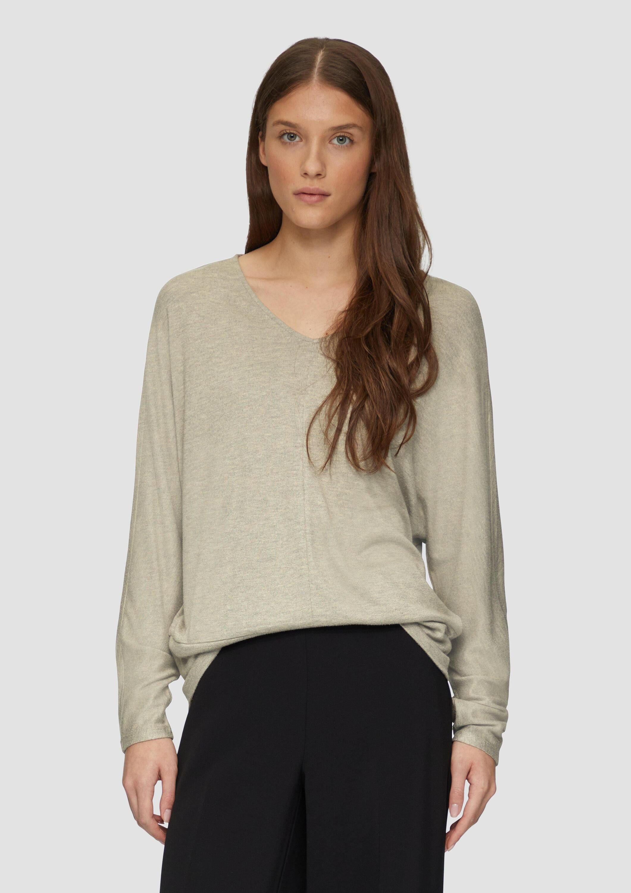 s.Oliver Langarmshirt T-Shirt Meliertes Langarmshirt mit Fledermausärmeln günstig online kaufen