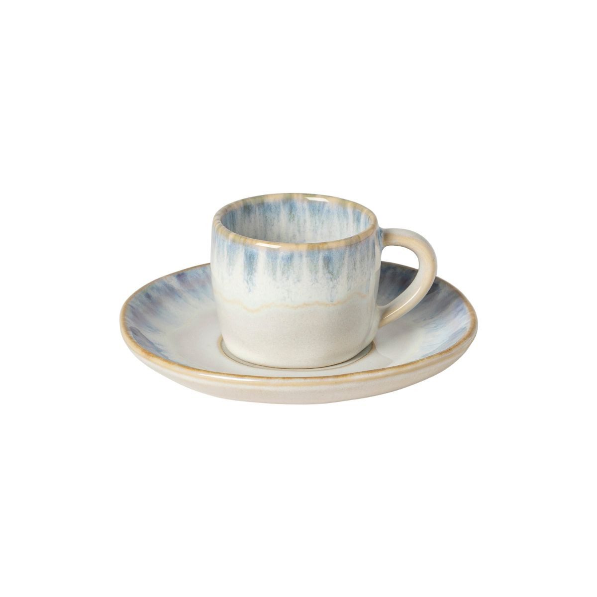 Costa Nova Espressotasse Espressotasse Brisa, Ria Blue, 7 cl, Ø 12,5 cm, 1-tlg., Keramik, mit Henkel und Untertasse