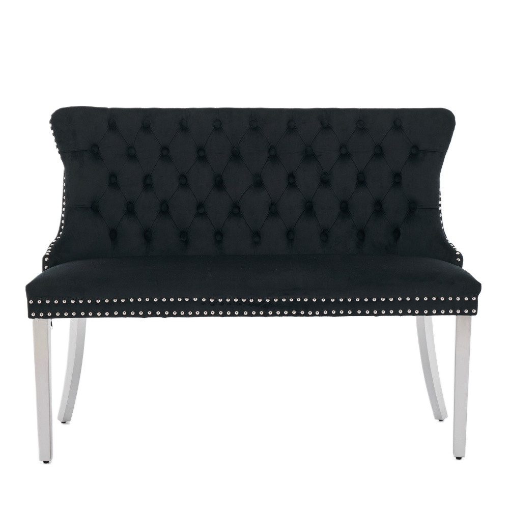 BBWL Polsterbank 2-Sitzer mit Handmade Knöpfen, Wing Back, Samtpolsterung, Velvet Double Dining Loveseat Bank für Küche & Esszimmer, Mid-Century