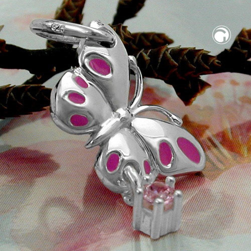 unbespielt Kettenanhänger mit mm inklusive Kinder pink Silberschmuck Schmetterling x 8 925 14 Schmuckbox, für Anhänger Silber Zirkonia