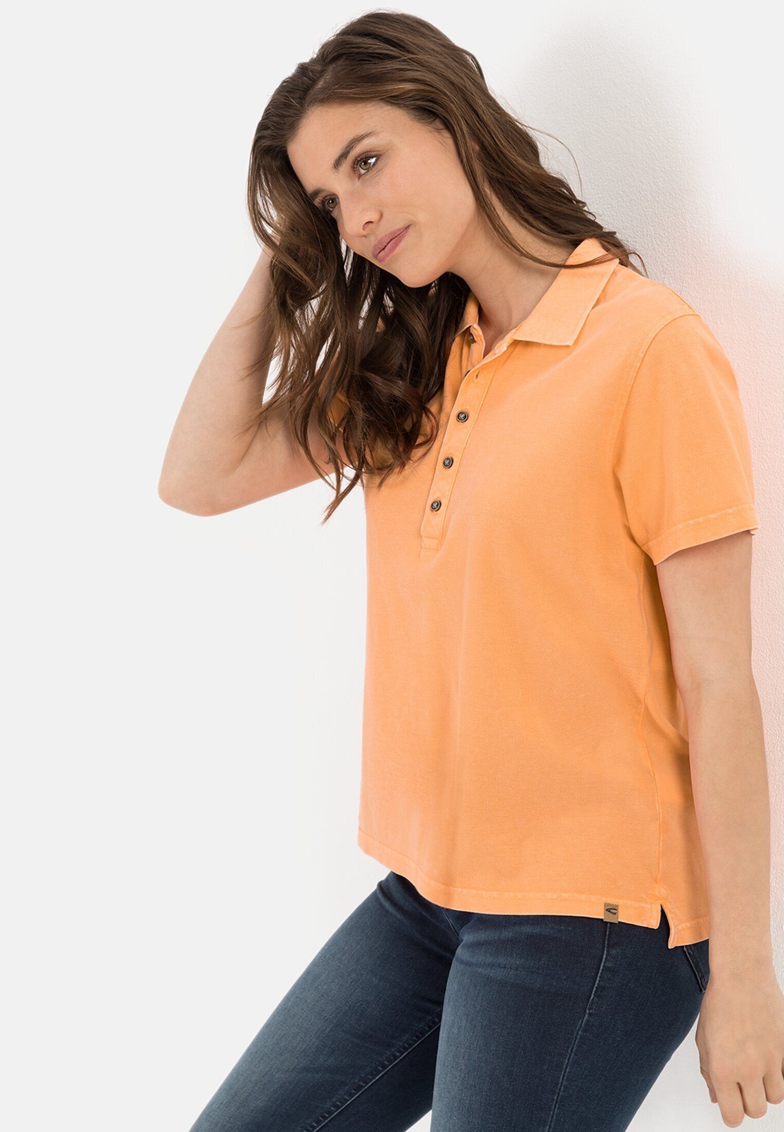 Orange aus Cotton Shirts_Poloshirt Poloshirt camel Organic active