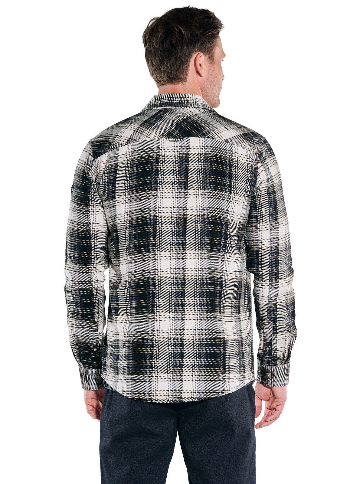 Engbers Langarmhemd Herren Langarm-Hemd gemustert, Saphirblau günstig online kaufen