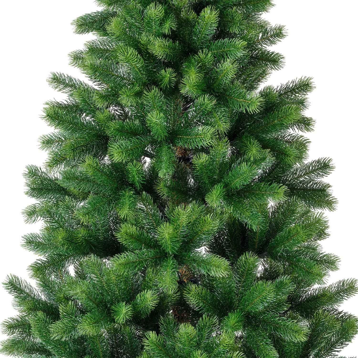 Kaemingk Künstlicher Weihnachtsbaum RECKMORE, Ø 96 x H 180 cm, Grün, Kunststoff, Metallfuß in schwarz, Echtnadeloptik