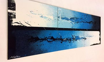 WandbilderXXL XXL-Wandbild Waves 210 x 70 cm, Abstraktes Gemälde, handgemaltes Unikat