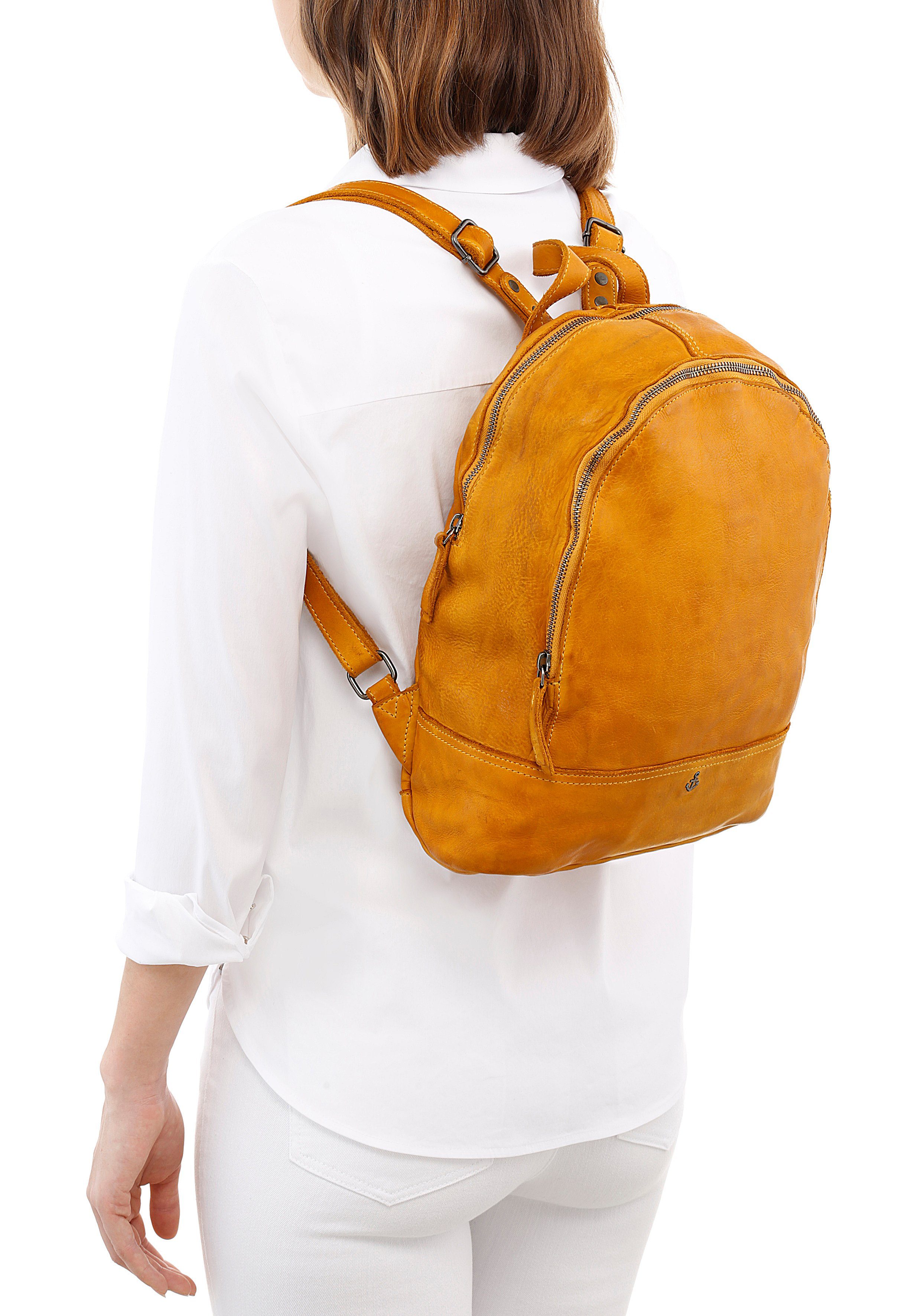 HARBOUR 2nd aus mustard Schmuckanhänger Cityrucksack Marken-Anker-Label mit typischen Leder und Meghan