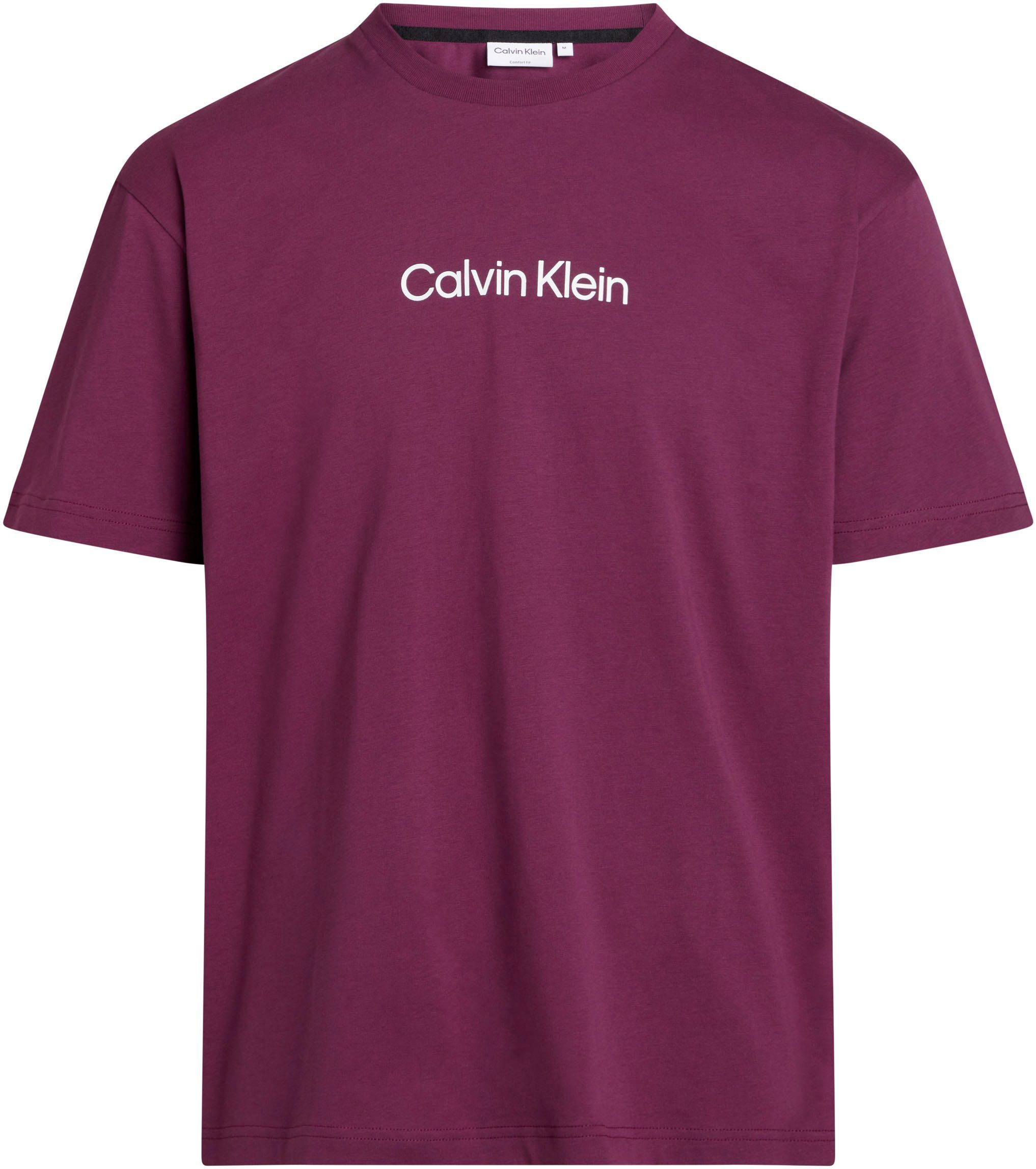 Calvin Klein aufgedrucktem HERO Plum Italian Markenlabel T-Shirt COMFORT T-SHIRT LOGO mit