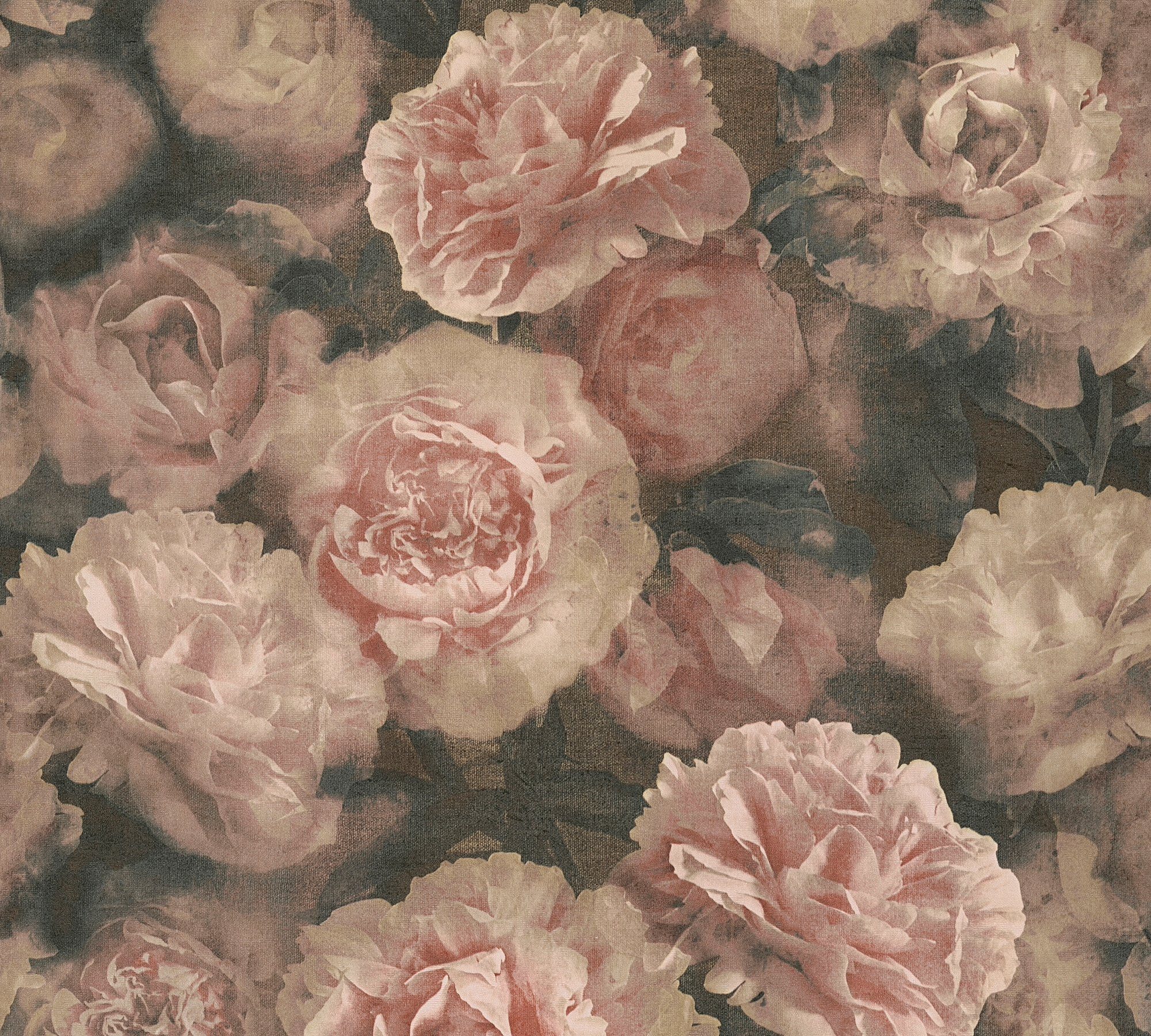 Bude Vliestapete mit Création Romantic rosa/schwarz floral, Flowery Rosen, Tapete Neue 2.0 Blumen romantischen A.S.