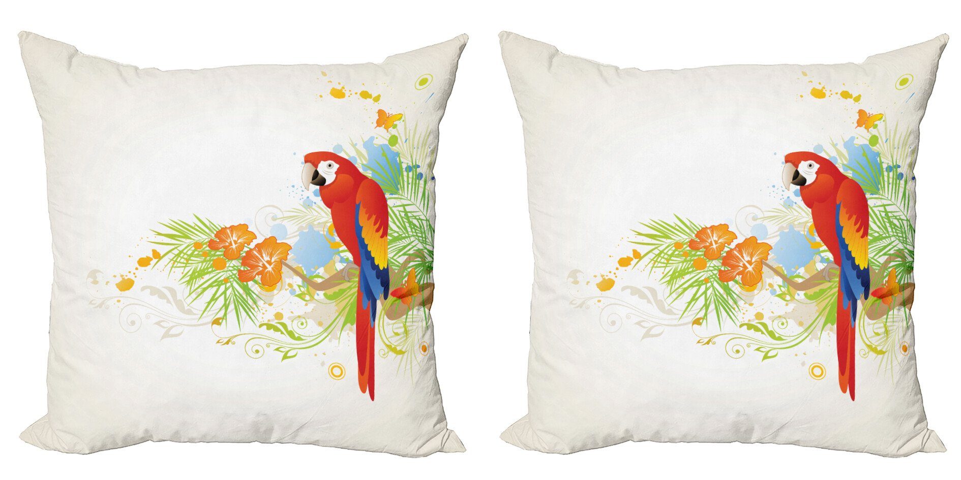 Kissenbezüge Modern Parrot Ast Flora Digitaldruck, Doppelseitiger (2 Abakuhaus Sommer Baum Accent Stück)
