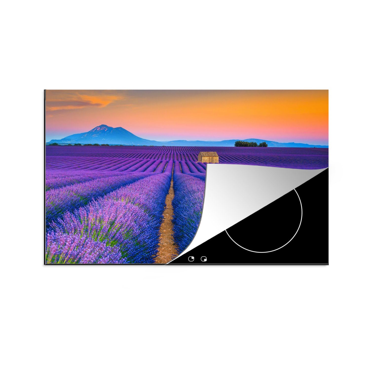 MuchoWow Herdblende-/Abdeckplatte Lavendel - Lila - Blumen, Vinyl, (1 tlg), 80x52 cm, Induktionskochfeld Schutz für die küche, Ceranfeldabdeckung