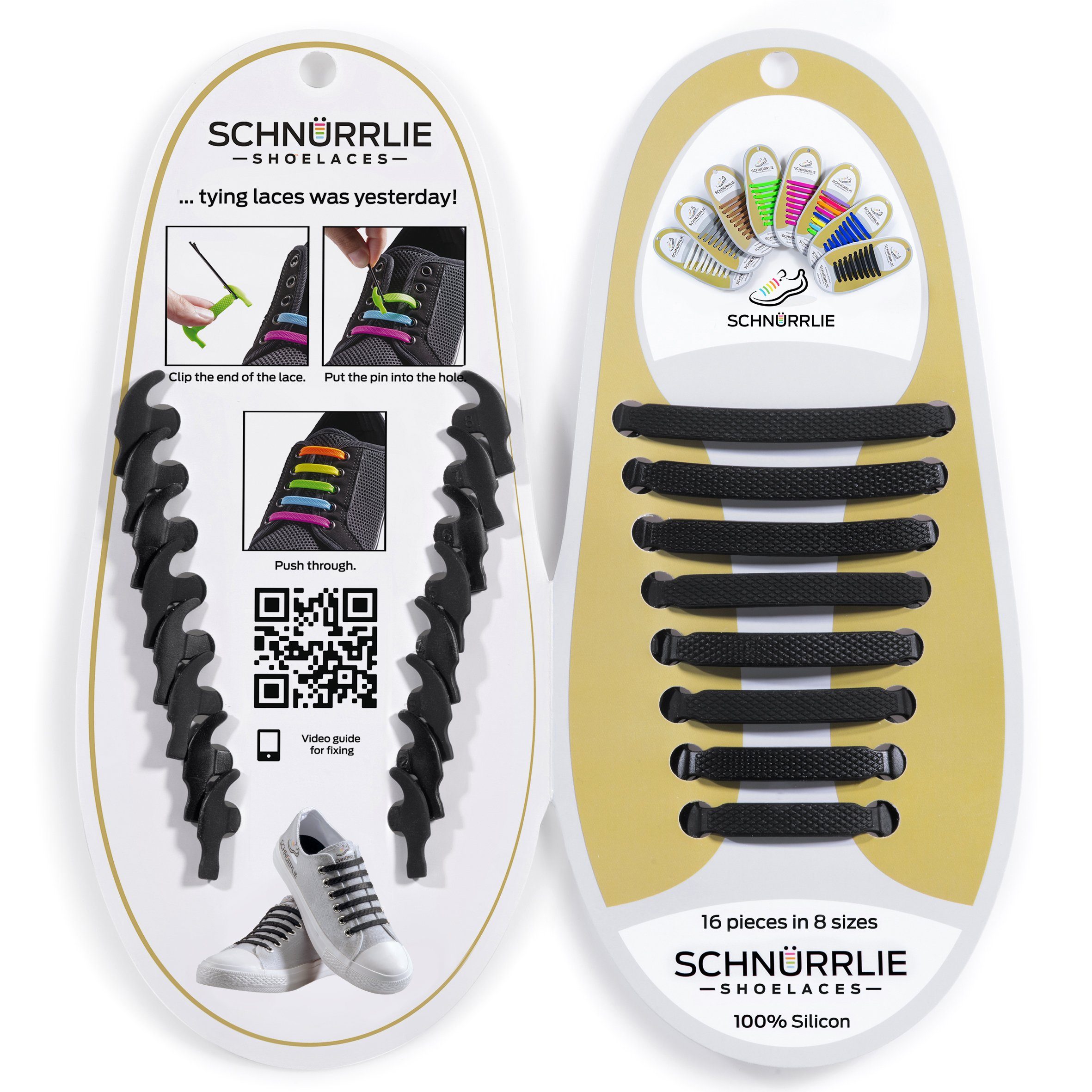 SCHNÜRRLIE Schnürsenkel Silikon Schnürbänder - elastische flache Laces, für Sneaker, Turnschuhe, Sportschuhe uvm