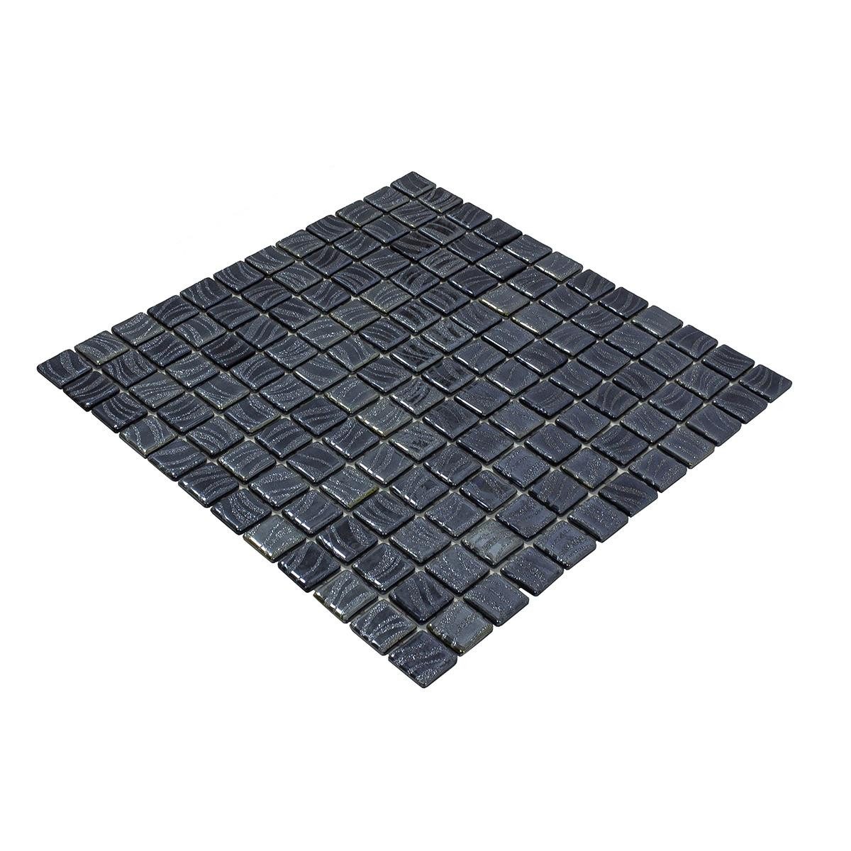 Mosafil Mosaikfliesen Glas Schwimmbad Pool Mosaik Marisburg Glitzer, Glas-Ecoglas 31.600x31.600, schwarz, Punktverklebt - Frostsicher - Wasserdicht - Wasserfest - Rutschfest