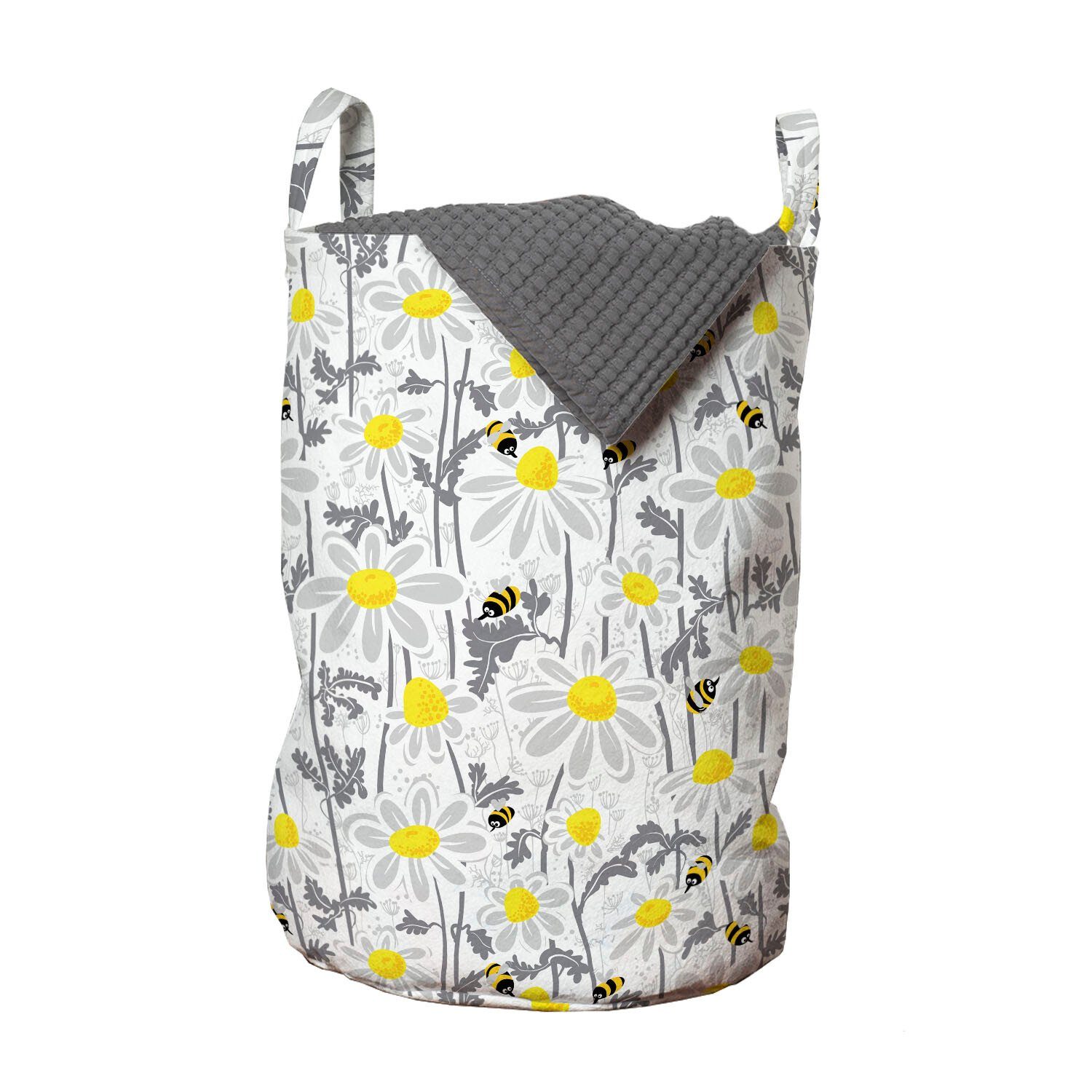Abakuhaus Wäschesäckchen Wäschekorb mit Griffen Kordelzugverschluss für Waschsalons, Blumen Daisy Blatt Spring Time | Wäschesäcke