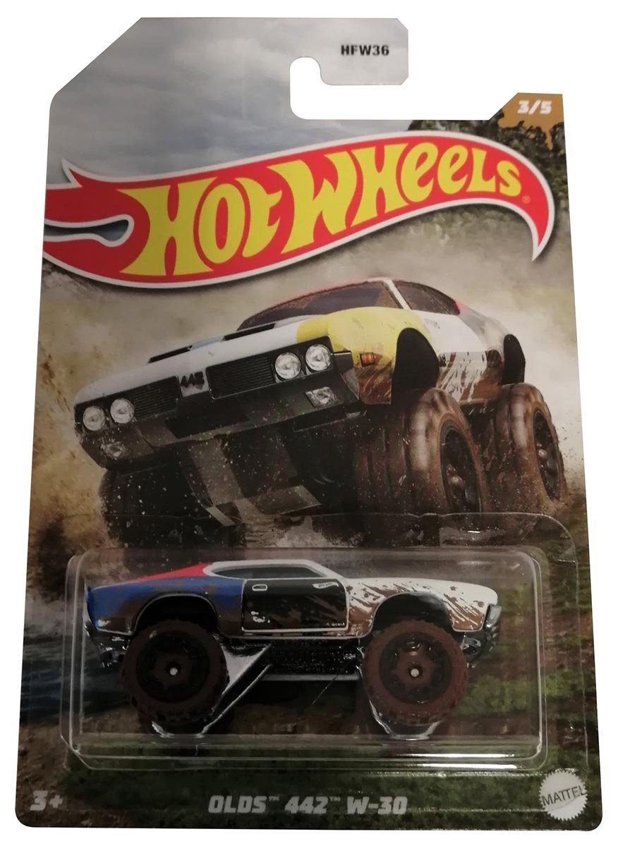Mattel® Spielzeug-Auto Mattel Hot Wheels Mud Runner HDH09 Olds 442 W-30 M, (Mud Runner HDH09 Olds 442 W-30 Modellfahrzeug)