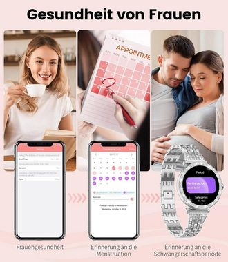 ESFOE Smartwatch (1,19 Zoll, Android iOS), mit Telefonfunktion fitnessuhr mit Blutdruckmessung IP67 Wasserdicht