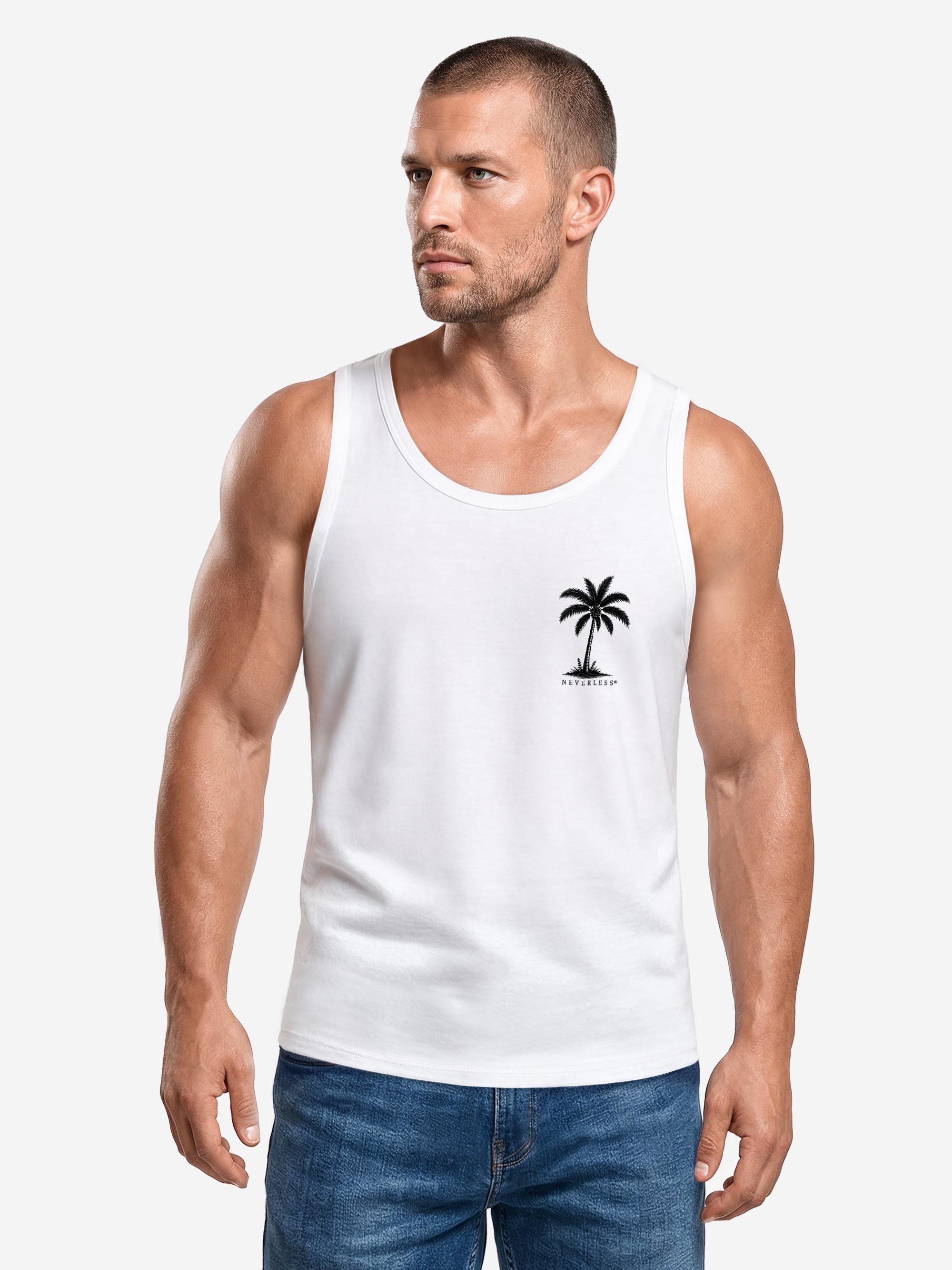 Neverless Tanktop Tanktop Herren mit Grafik-Print - Design French Riviera - Trägershirt mit Print