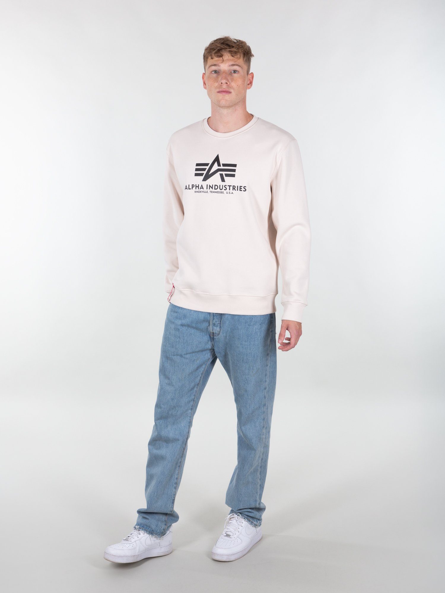 Alpha Industries Sweater stream - Alpha Basic Sweatshirts Sweater Industries Men jet white