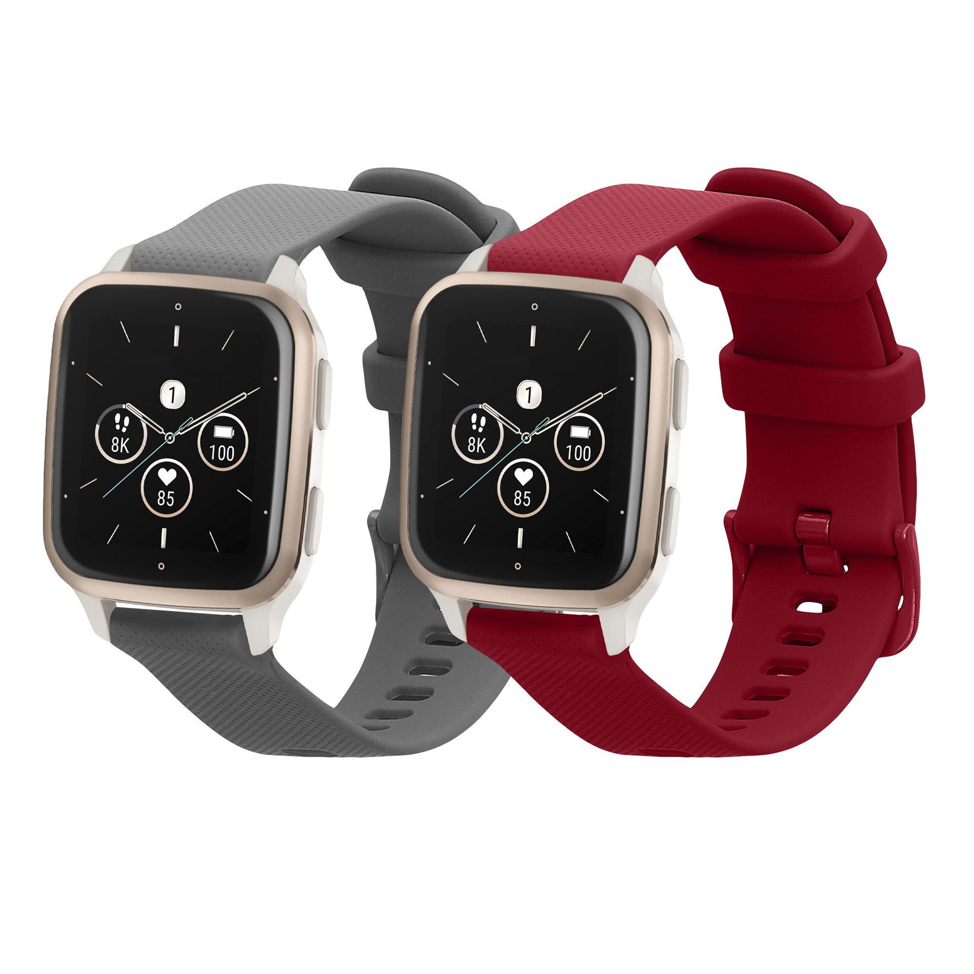 kwmobile Uhrenarmband 2x Uhrenarmband für Garmin Venu Sq 2 Music / Sq 2 / Vivoactive 6, Fitnesstracker Band Set aus TPU Silikon - Ersatzarmband Smartwatch