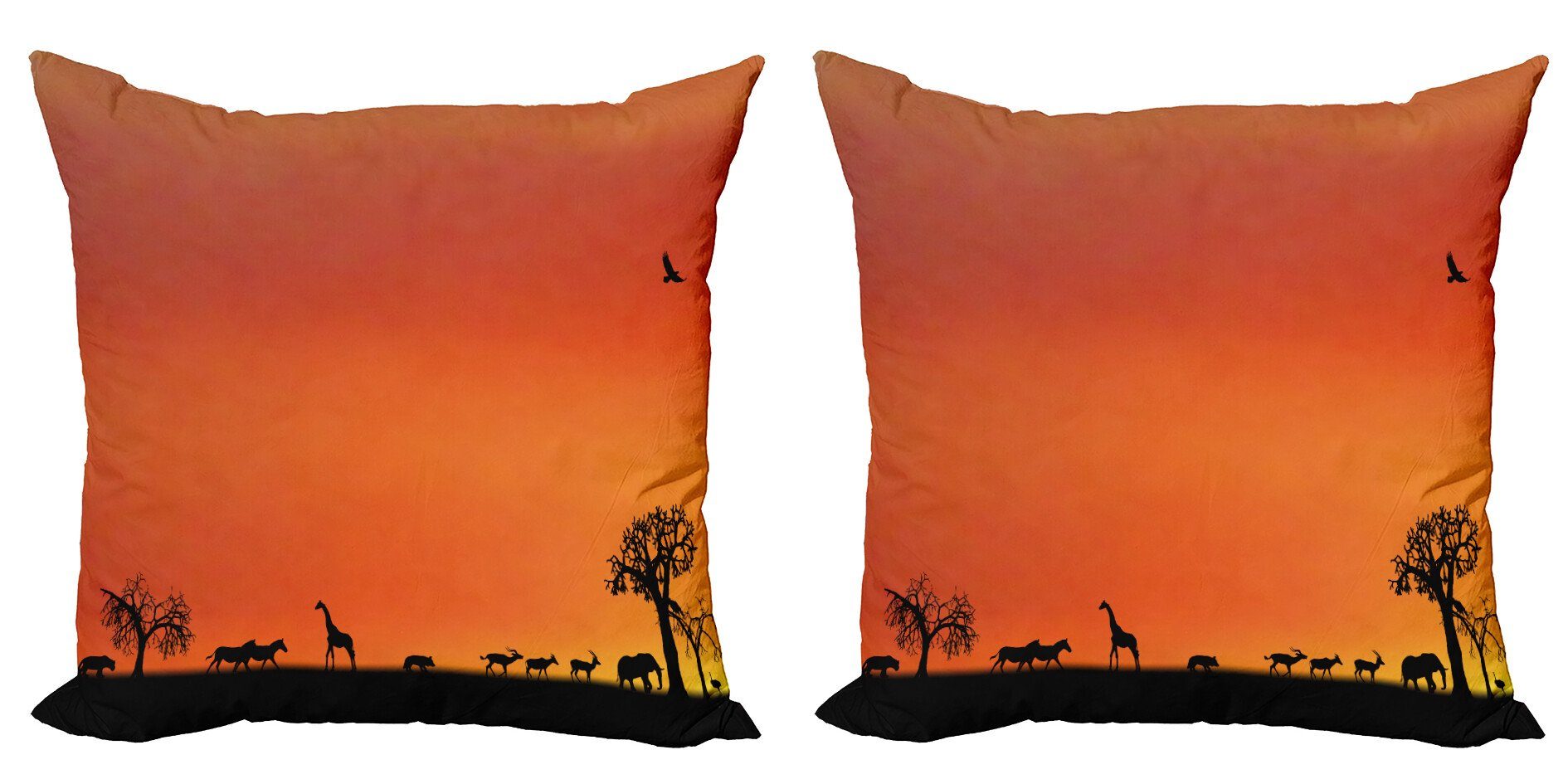 Kissenbezüge Modern Accent Doppelseitiger Digitaldruck, Abakuhaus (2 Stück), Tier Safari Sonnenuntergang mit Gull