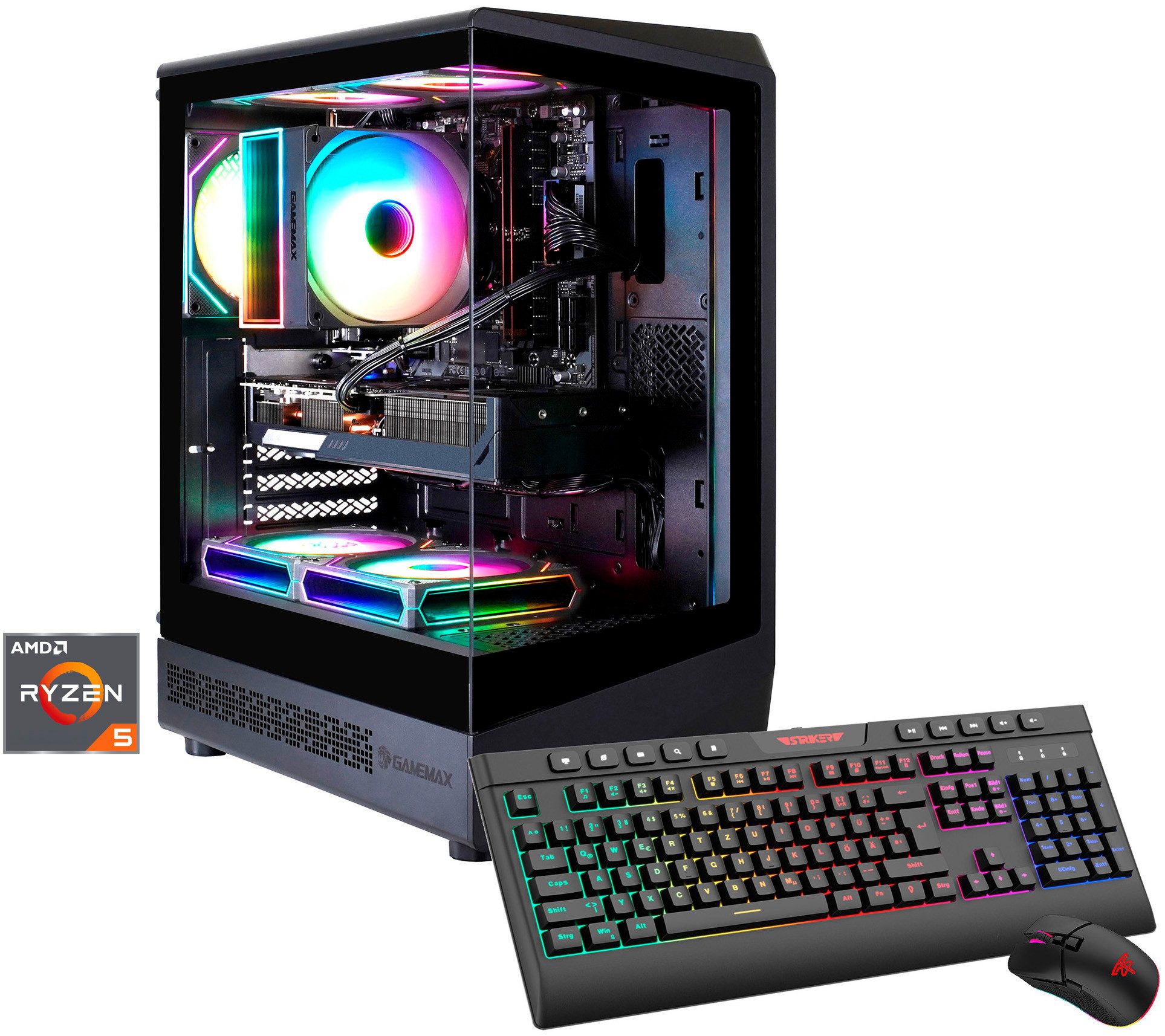 GAMEMAX VISTA COC AB 8171 AMD Ryzen 5 9600X 32GB DDR5 1TB SSD RX 9070 XT Gaming-PC (AMD Ryzen 5 9600X, RX 9070 XT, 32 GB RAM, 1000 GB SSD, Luftkühlung aktiv, Windows 11, DDR5 RAM)
