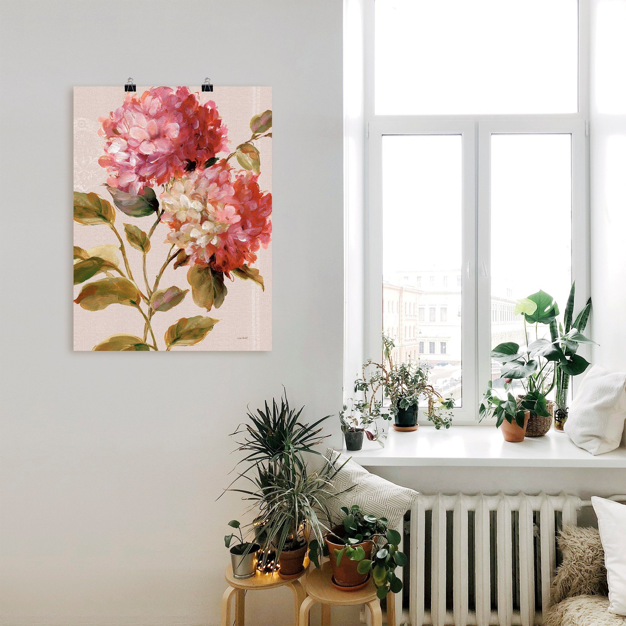 Artland Wandbild Harmonische Hortensien, Blumen (1 St), als Leinwandbild, Poster in verschied. Größen