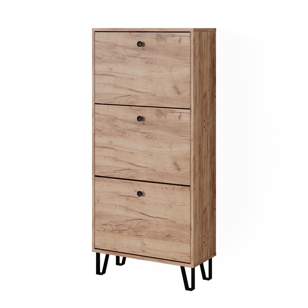 Vicco Schuhkipper Siri, Goldkraft Eiche, 60 x 130 cm mit 3 Klappschubladen (1 St)