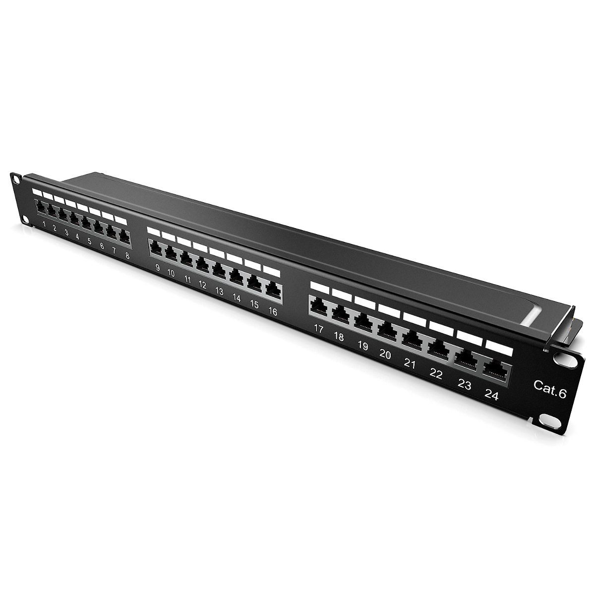 kwmobile 24 Port Patchpanel Cat6 Verteiler, 19 Patchfeld geschirmt" Netzwerkkabel, (48.40 cm)