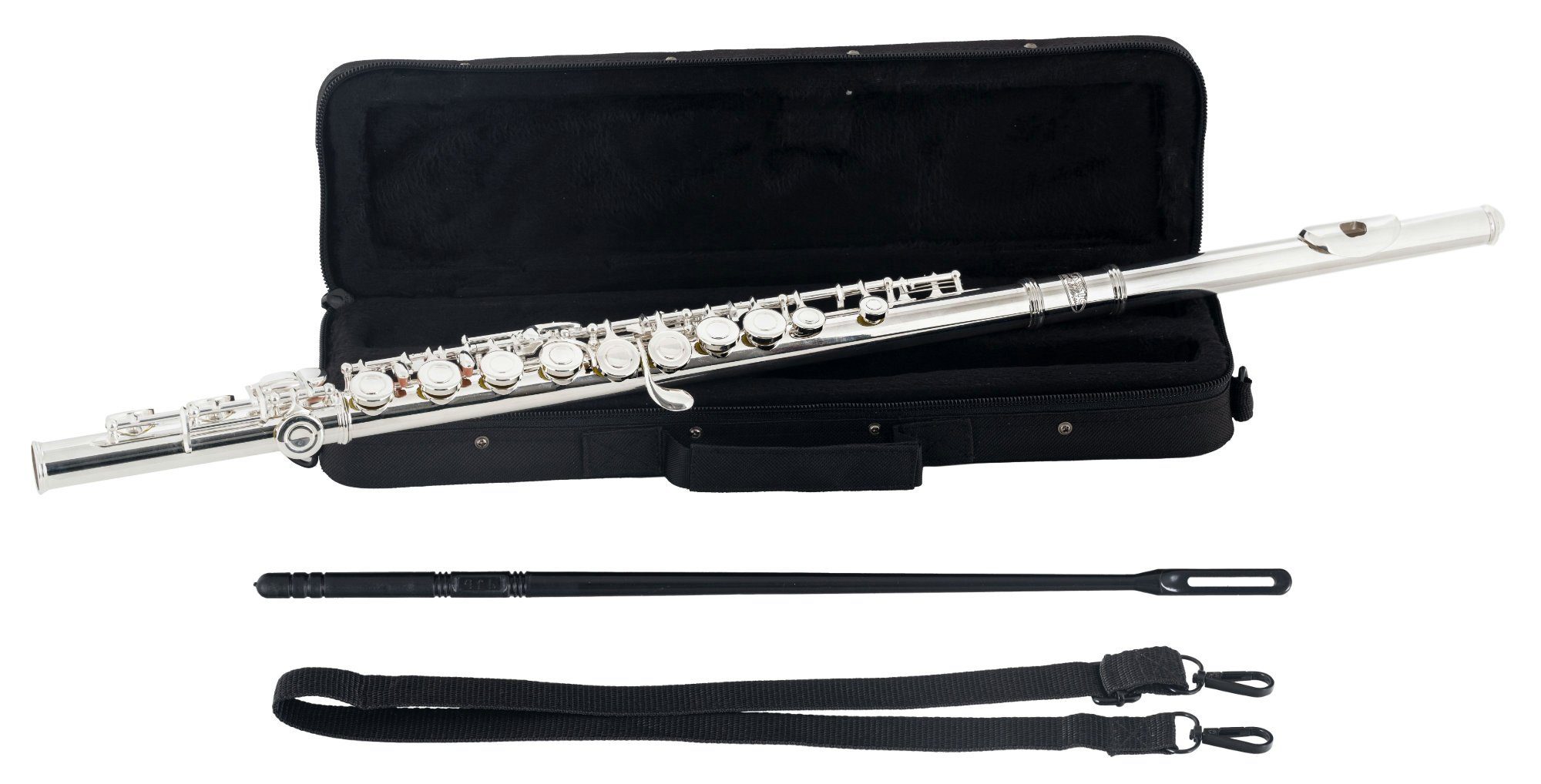 Classic Cantabile Querflöte FL-200 Querflöte komplett aus Neusilber C, Geschlossene Klappen, leichtgängige E-Mechanik