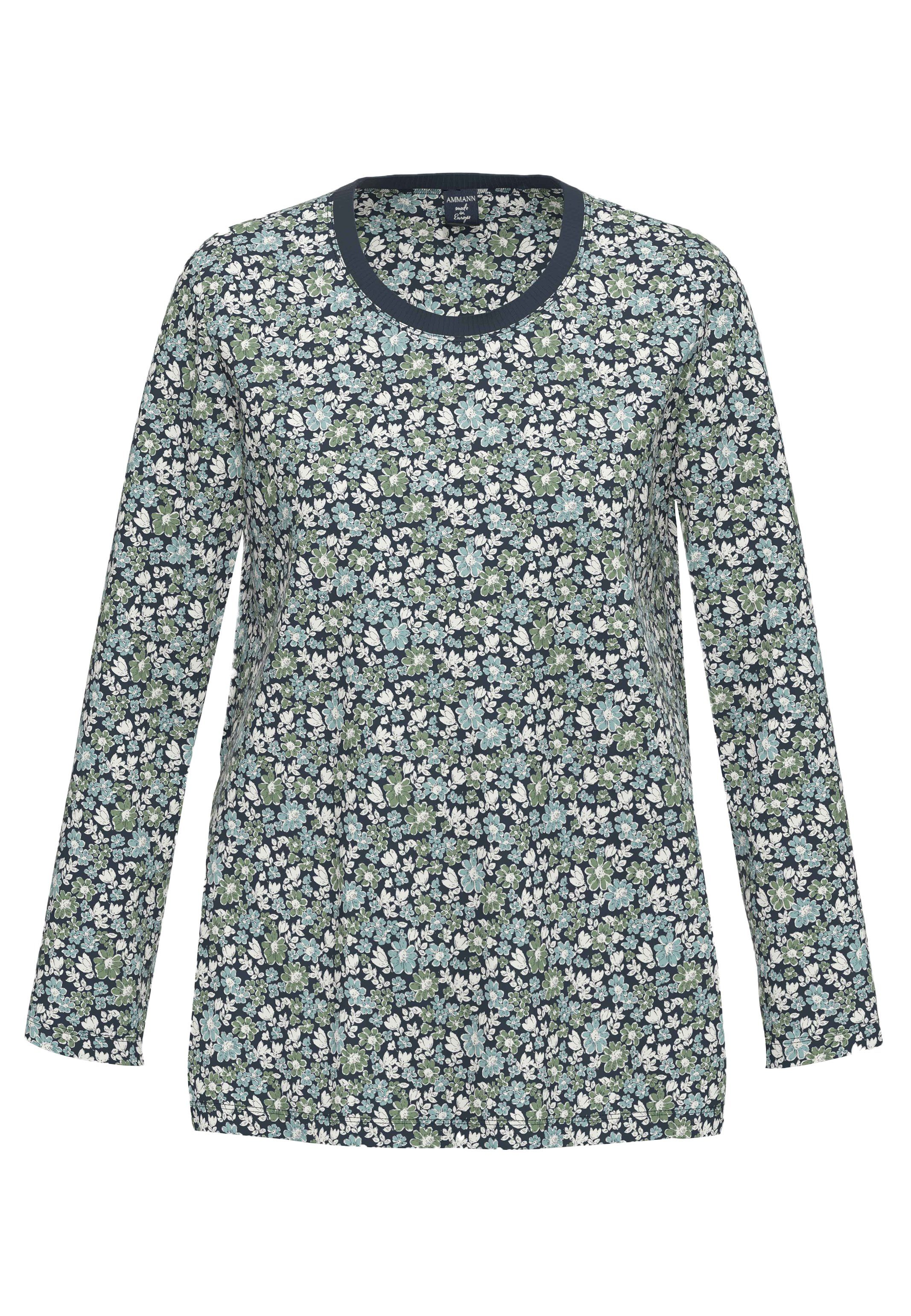 Oberteil - Baumwolle mit - (1-tlg) langem Organic - Schlafanzug Schlafanzug-Oberteil Match Ammann Mix Pyjamaoberteil & Cotton Arm