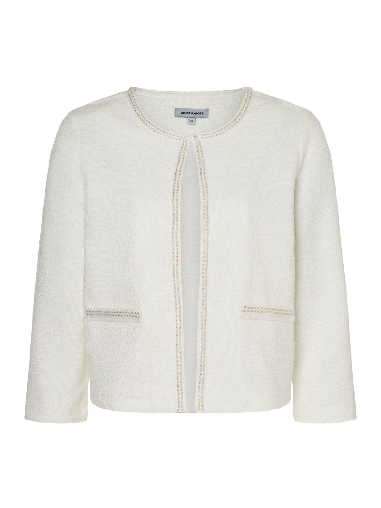 MORE&MORE Funktions-Kapuzensweatjacke kurze 3/4 Arm Jerseyjacke, Zier-Glanznaht