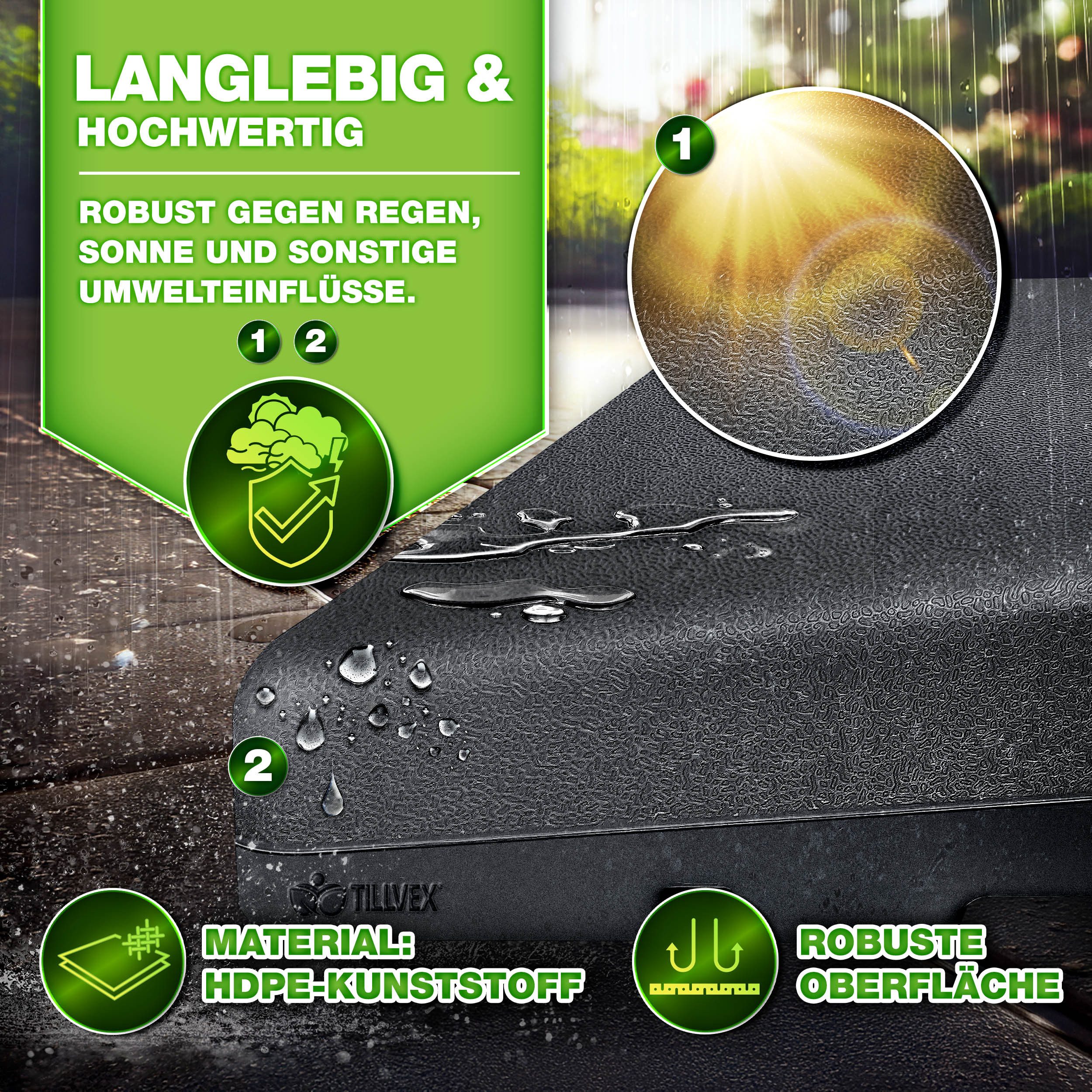 tillvex Sonnenschirm tillvex® Sonnenschirmständer 90L / 120kg Schirmständer Schirmgewicht, Schirmständer Ampelschirmständer wetterfest, inkl. Metallverbinder Sc – Bild 4 von 5