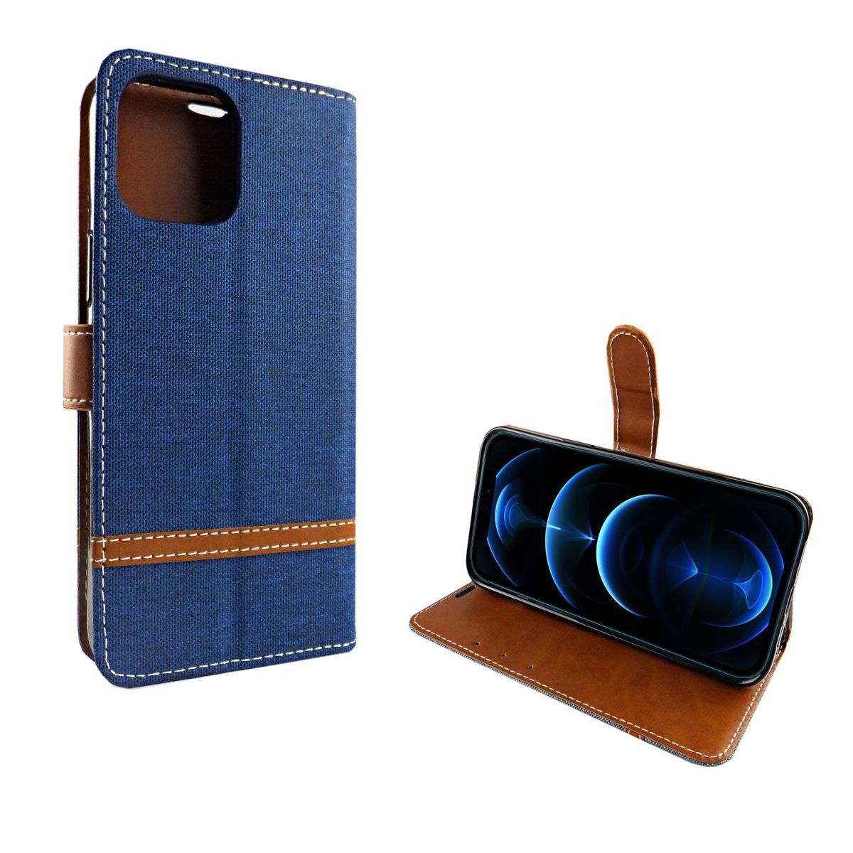 König Design Handyhülle Apple iPhone 12 Mini, Apple iPhone 12 Mini Handyhülle Bookcover Blau