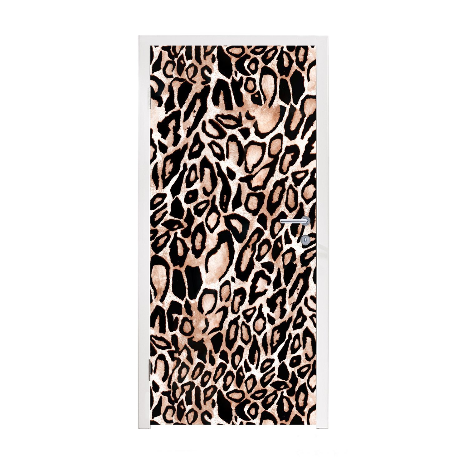 MuchoWow Türtapete Panther Druck - Schwarz - Flecken, Matt, bedruckt, (1 St), Fototapete für Tür, Türaufkleber, 75x205 cm