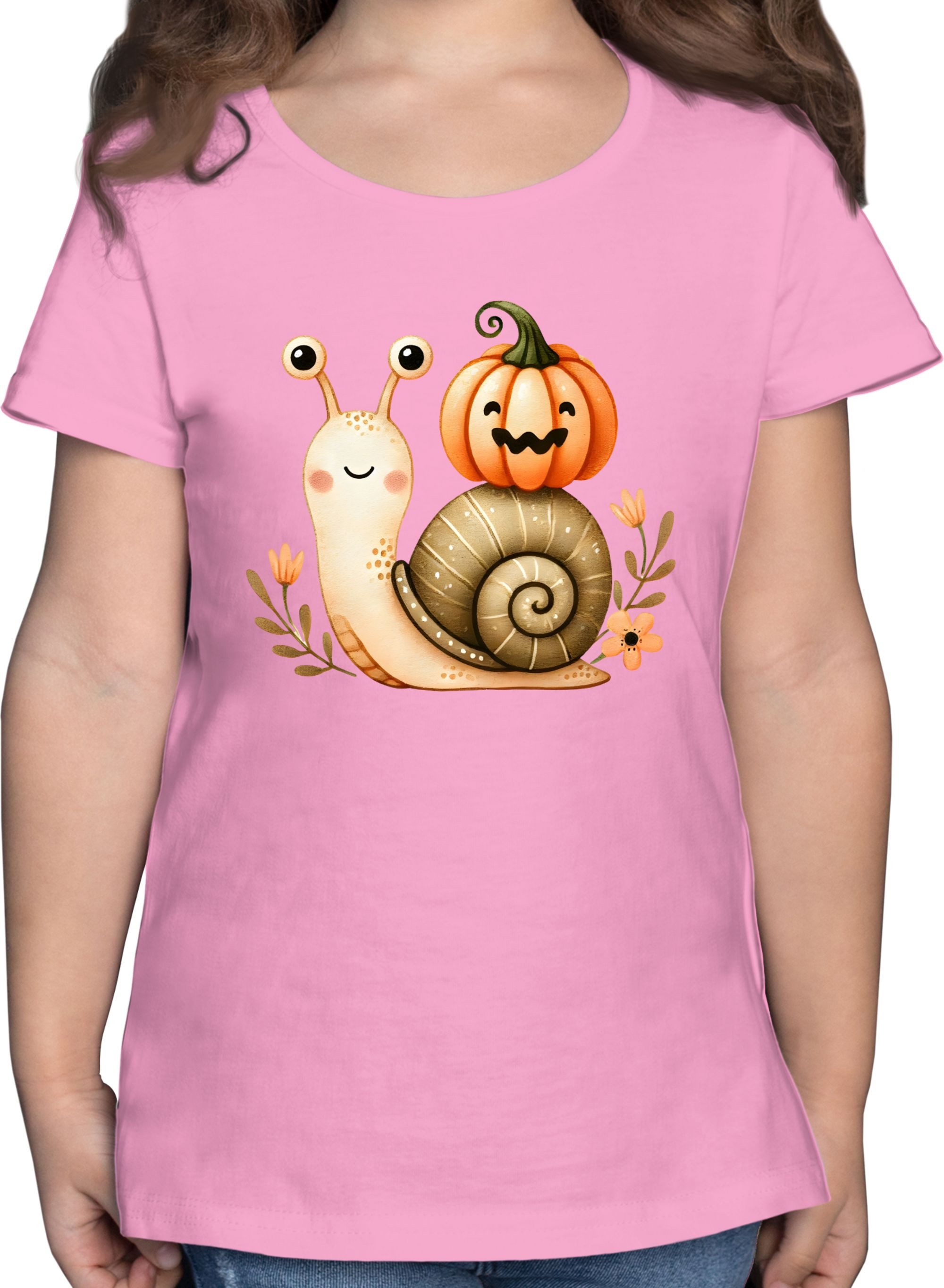T-Shirt Süße Schnecke mit Kürbis, Herbstliches Baby und Kinder Motiv, Niedli