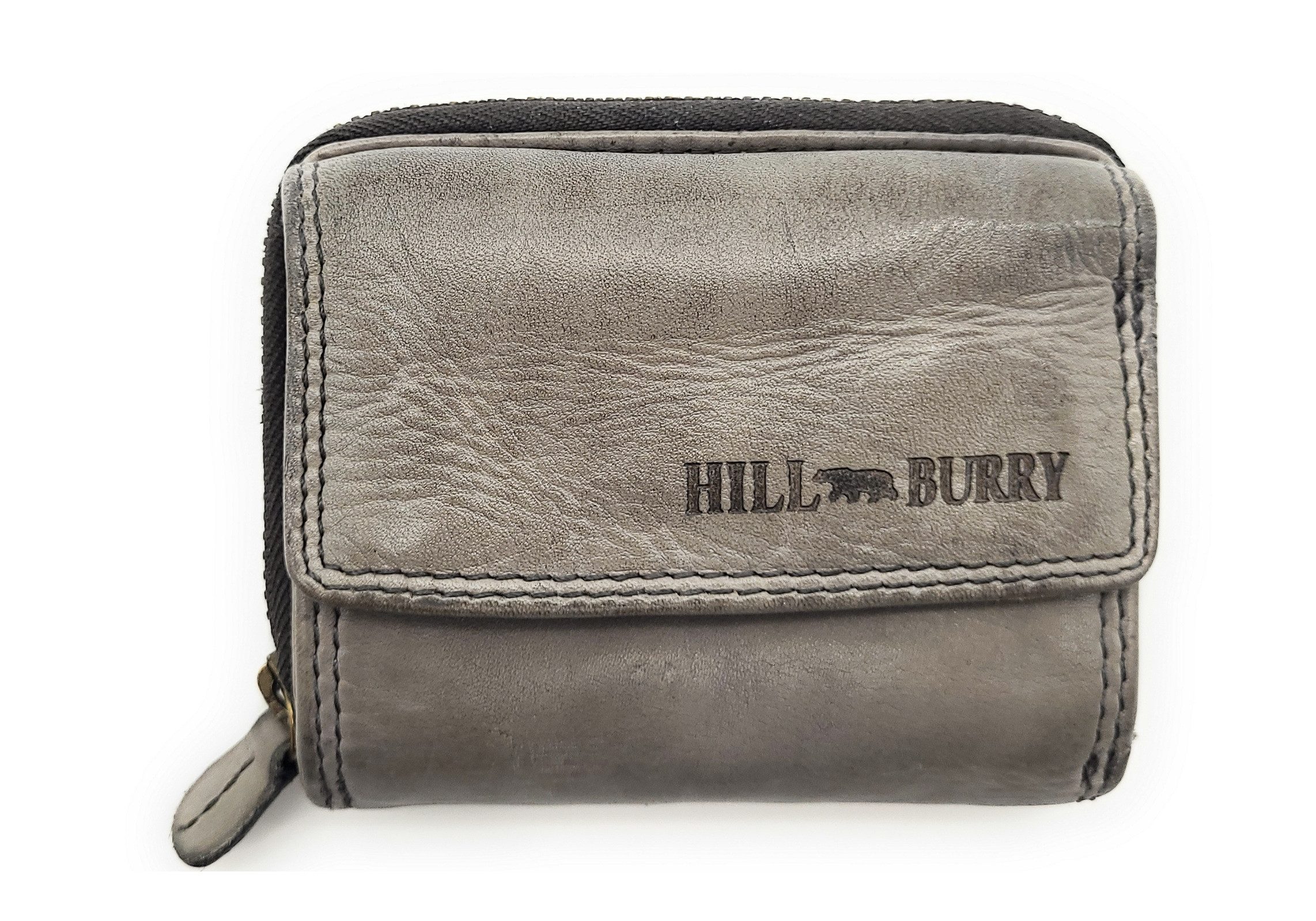Hill Burry Mini Geldbörse kleines Waschleder Damen Portemonnaie mit RFID Schutz, Geldbeutel für Urlaub, Reise