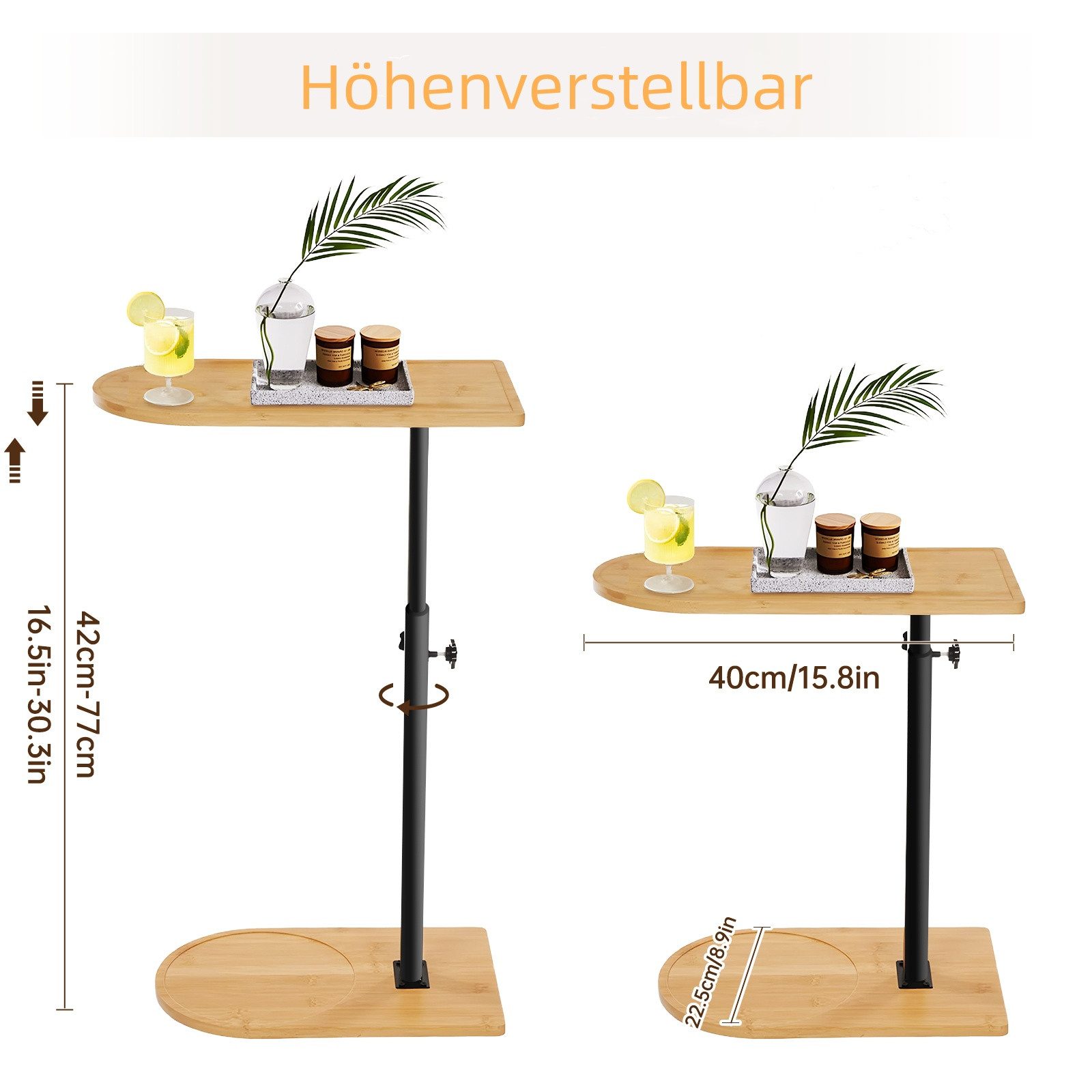 SEHAUSEU Beistelltisch Pflegetisch Sofatisch Kaffeetisch C Form höhenverste günstig online kaufen