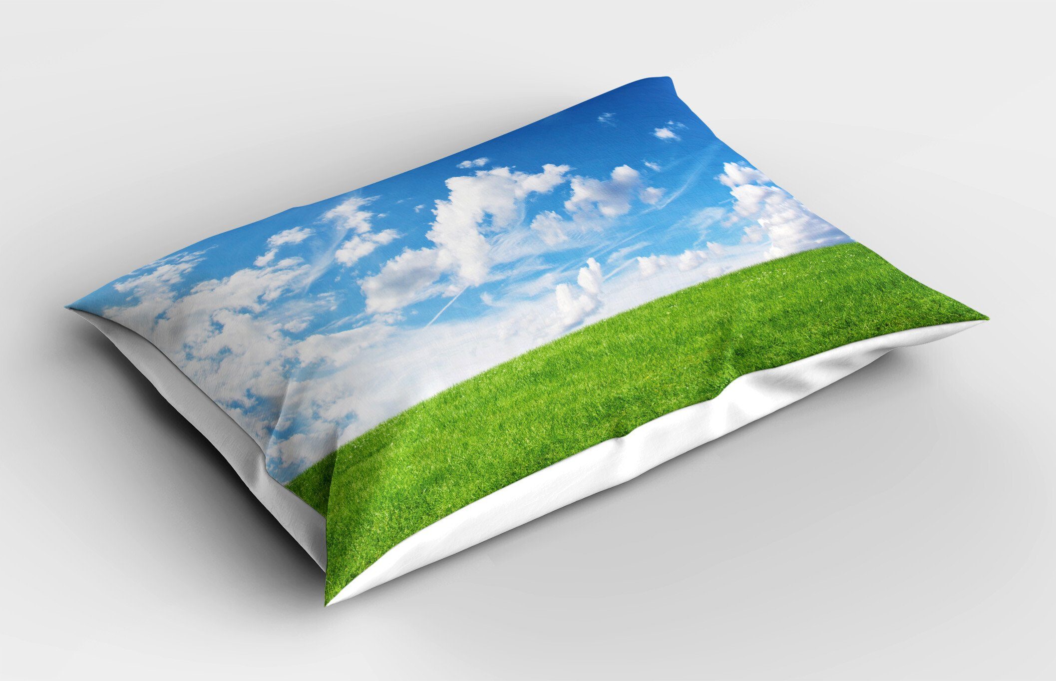 Kissenbezüge Dekorativer Standard Size Gedruckter Kopfkissenbezug, Abakuhaus (1 Stück), Blauer Himmel Grün Land Wolken Szene