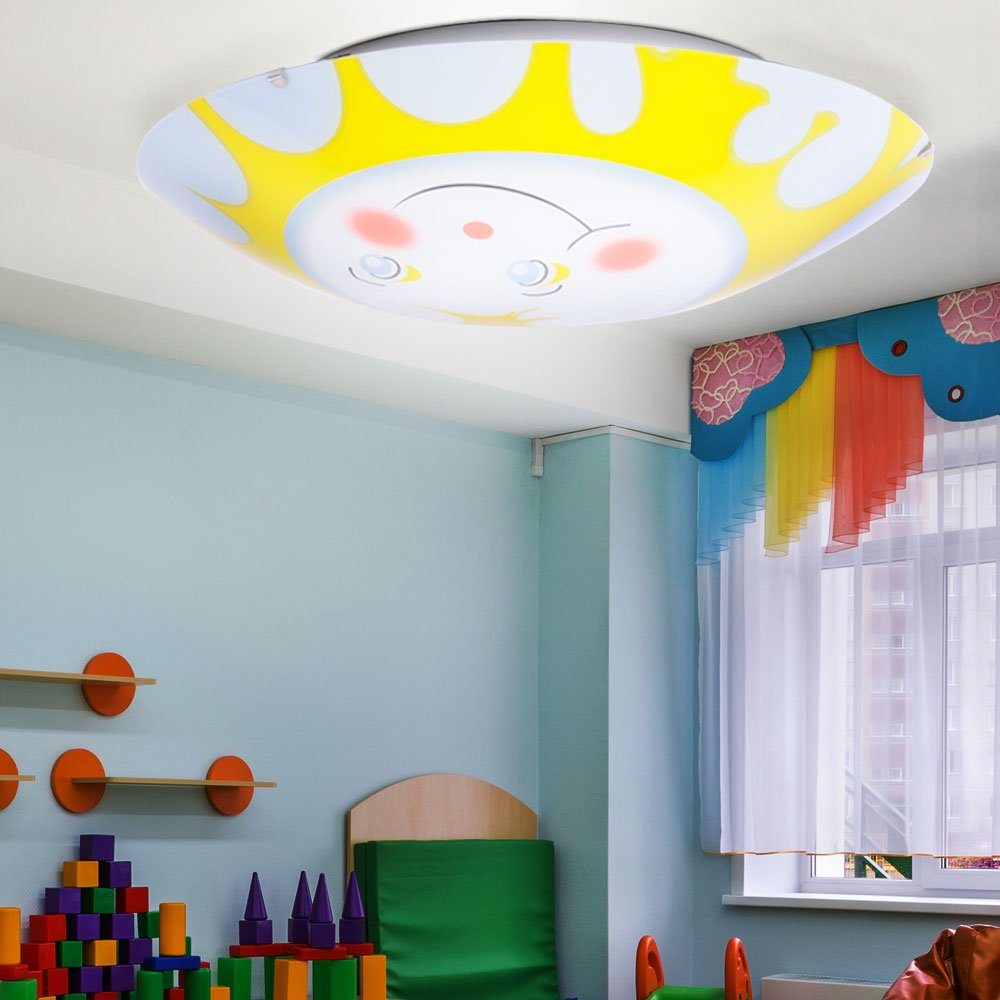 etc-shop Dekolicht, im Decken Zimmer Leuchtmittel Glas Beleuchtung Set Lampe inklusive, Warmweiß, Spiel inkl.- Kinder Sonnen