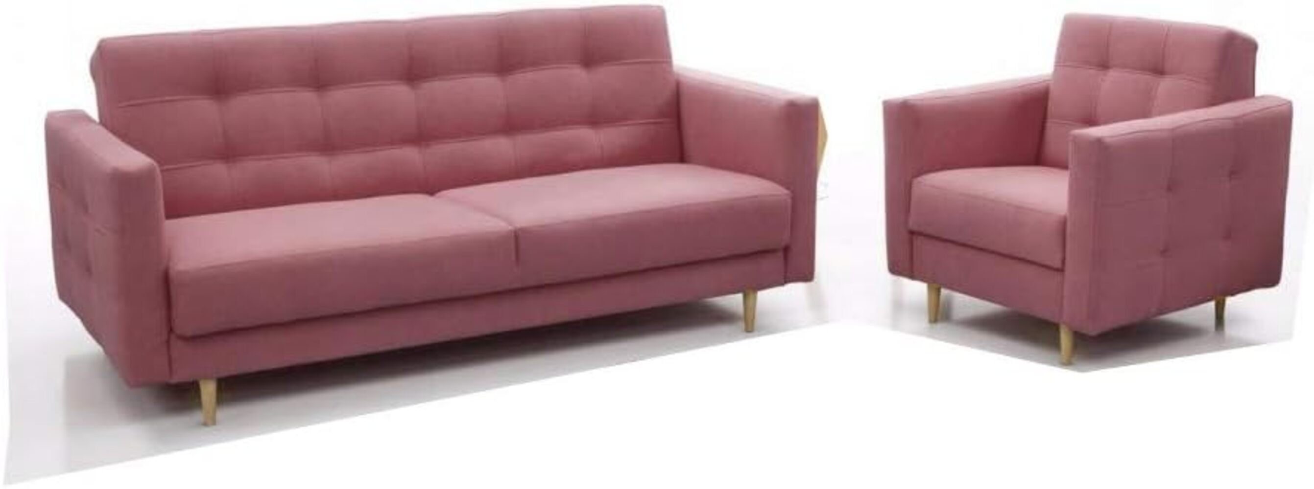 MOEBLO Polstergarnitur SCARLETT 3+1, (Klappsofa Bettfunktion Couch Wohnzimmer, Polstergarnituren Sofa mit Sessel Schlafsofa Kippsofa), mit Schlaffunktion und Bettkasten