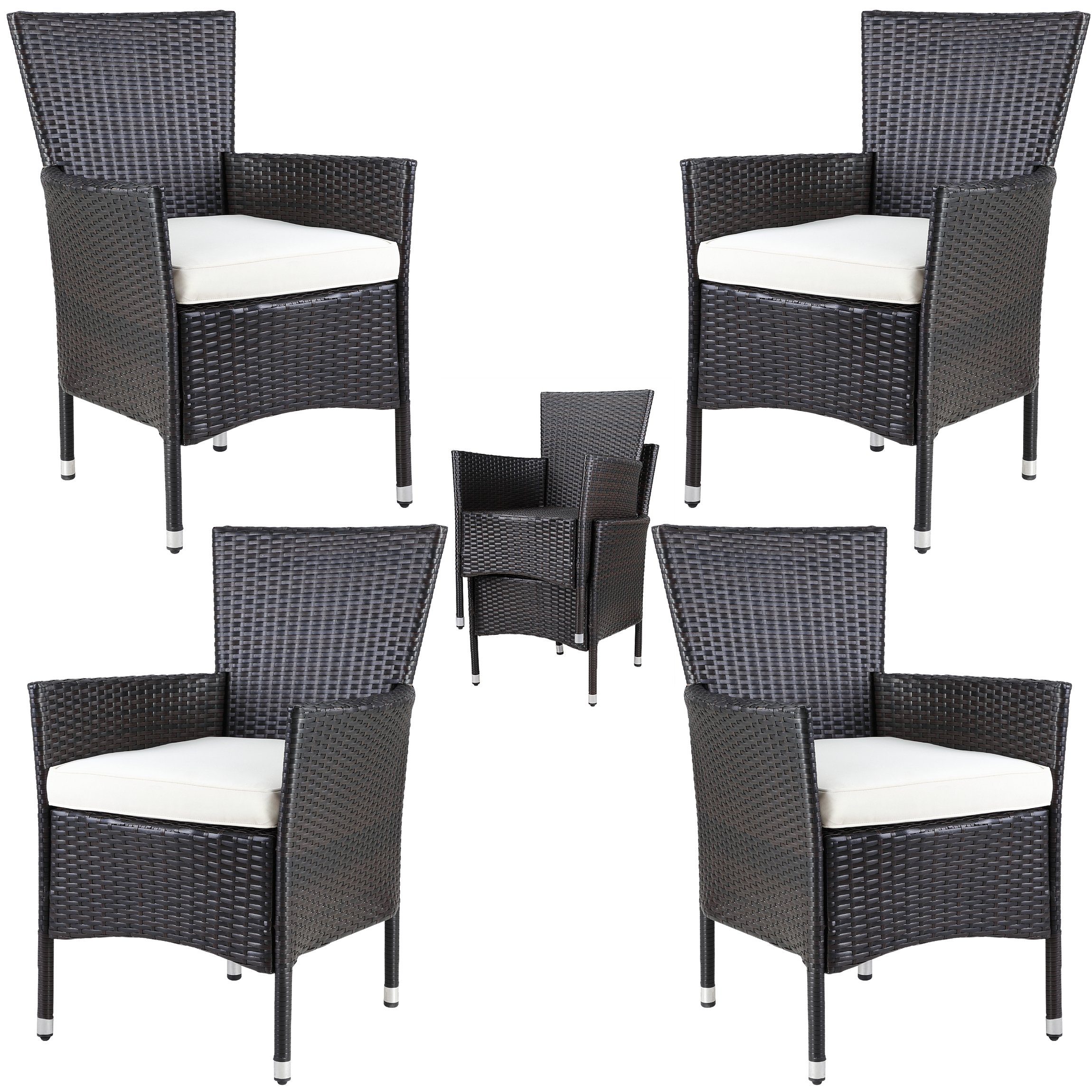 Casaria Gartenstuhl, Polyrattan 4er Set Stapelbar günstig online kaufen