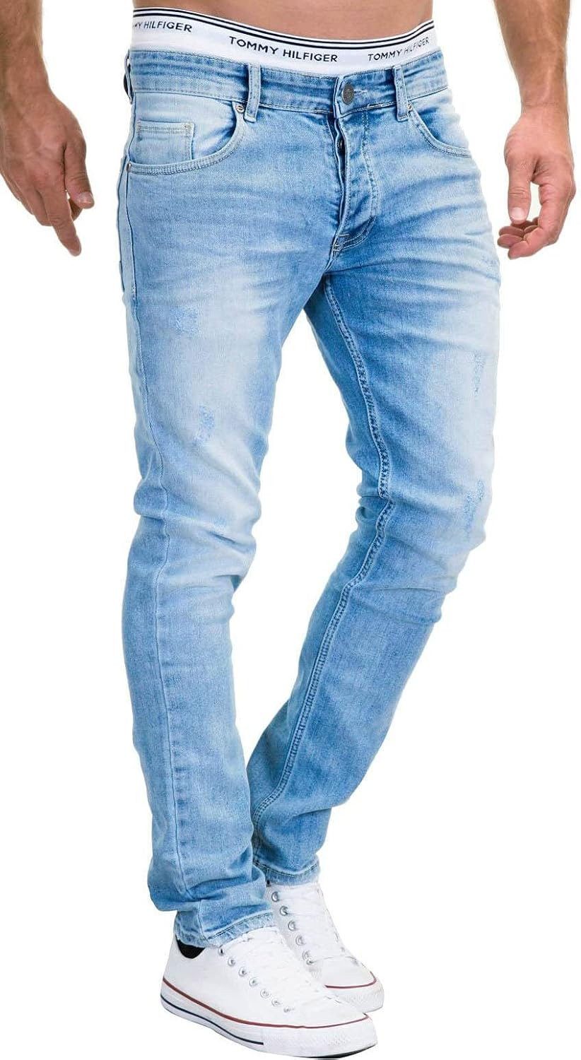 Slim-fit-Jeans MERISH Jeans Herren Destroyed Hose Jeanshose Männer Slim Fit Stretch 3