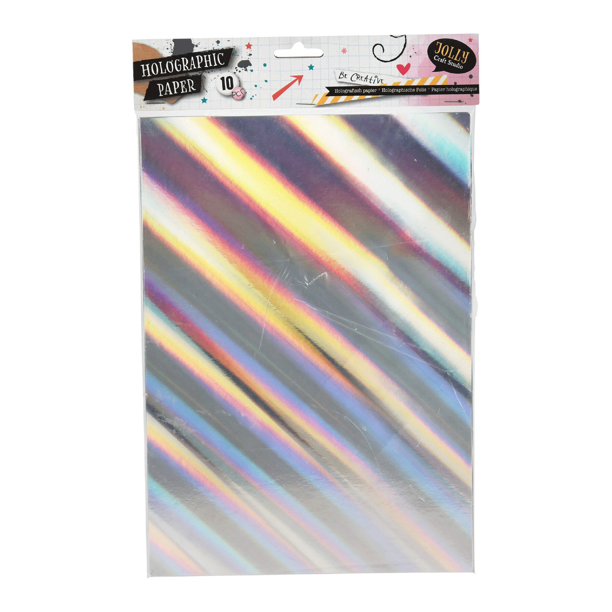 Free & Easy Dekorationsfolie, Hologrammfolie A4 10 Blatt Silber Irisierend