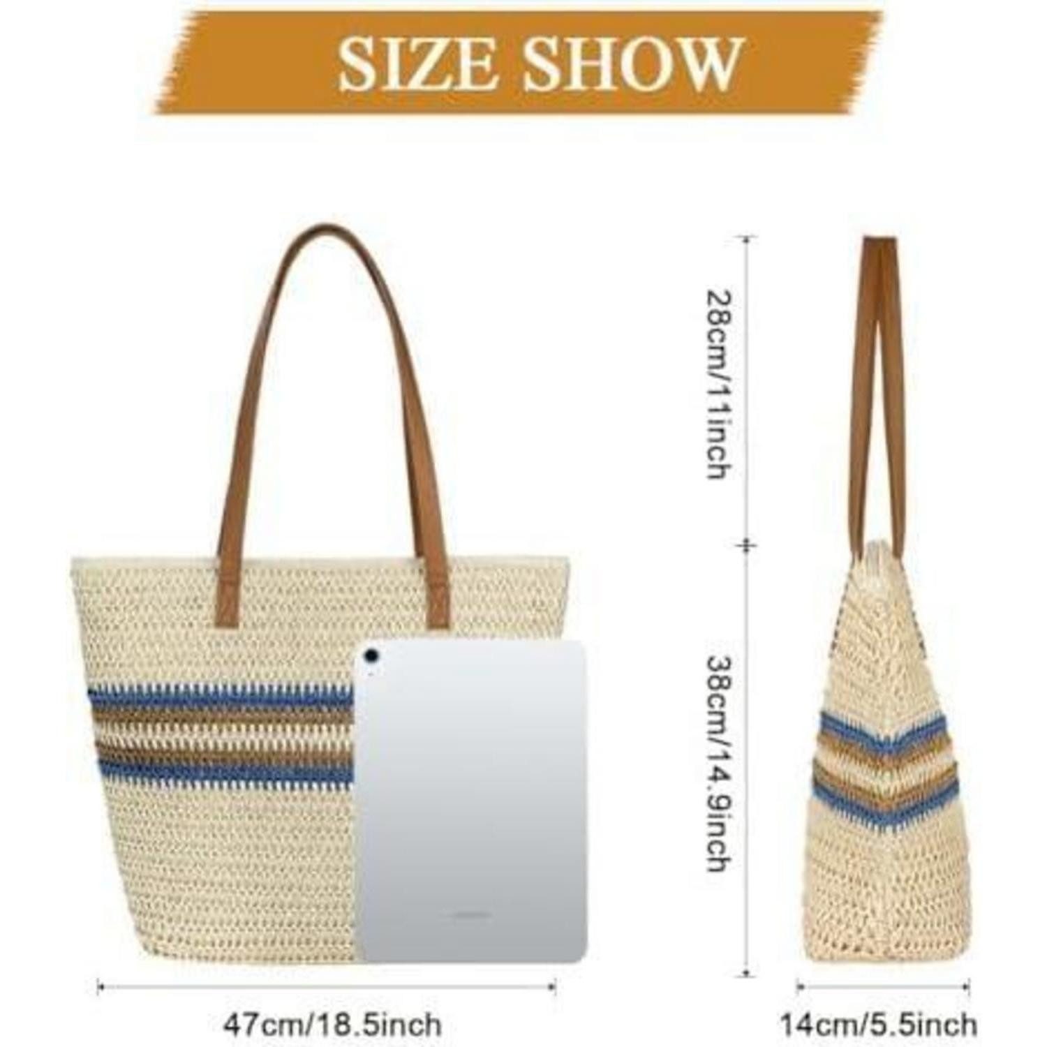 LuxusKollektion Strandtasche Strohtasche Strandtasche Damen Stroh Umhängeta günstig online kaufen