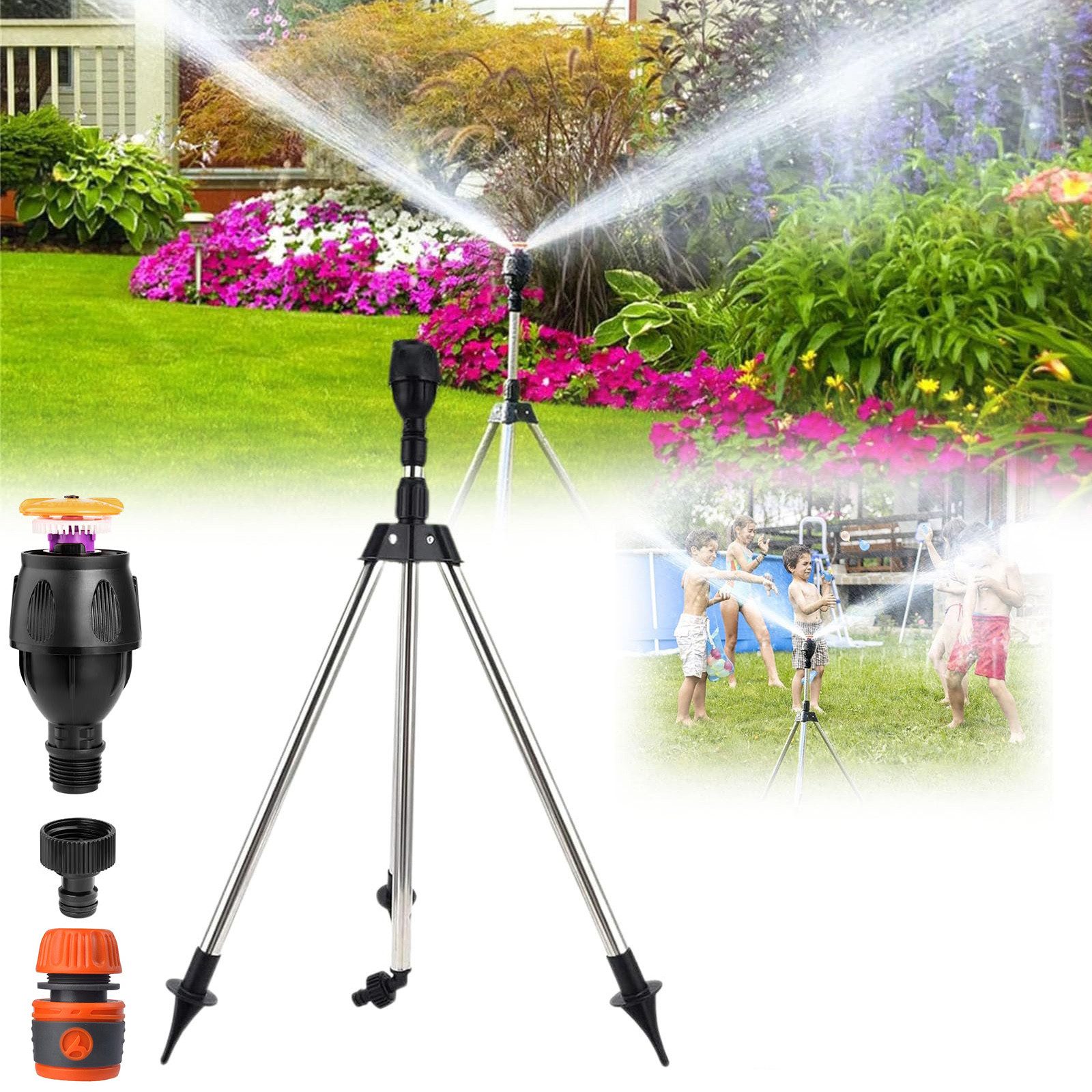 Kreisregner Teleskopstativ Sprinkler 360°Automatisch Rotierende Rasensprenger