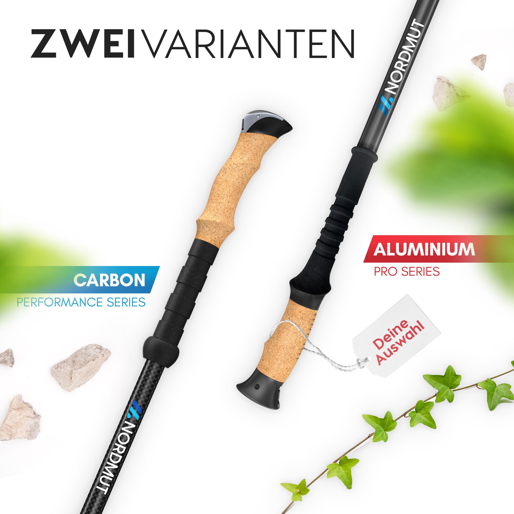 Nordmut Wanderstöcke NORDMUT® Wanderstöcke Teleskop – Nordic Walking Stöcke, ultraleicht, höhenverstellbar, ergonomisch